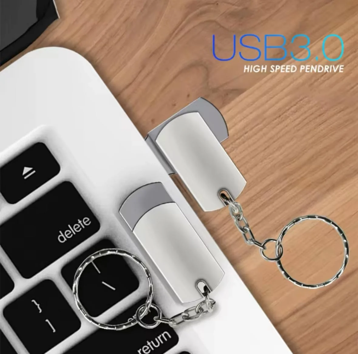 فلش مموری USB 3.0، حافظه قابل حمل 8 ترابایتی با سرعت بالا به همراه جاکلیدی، نقره ای