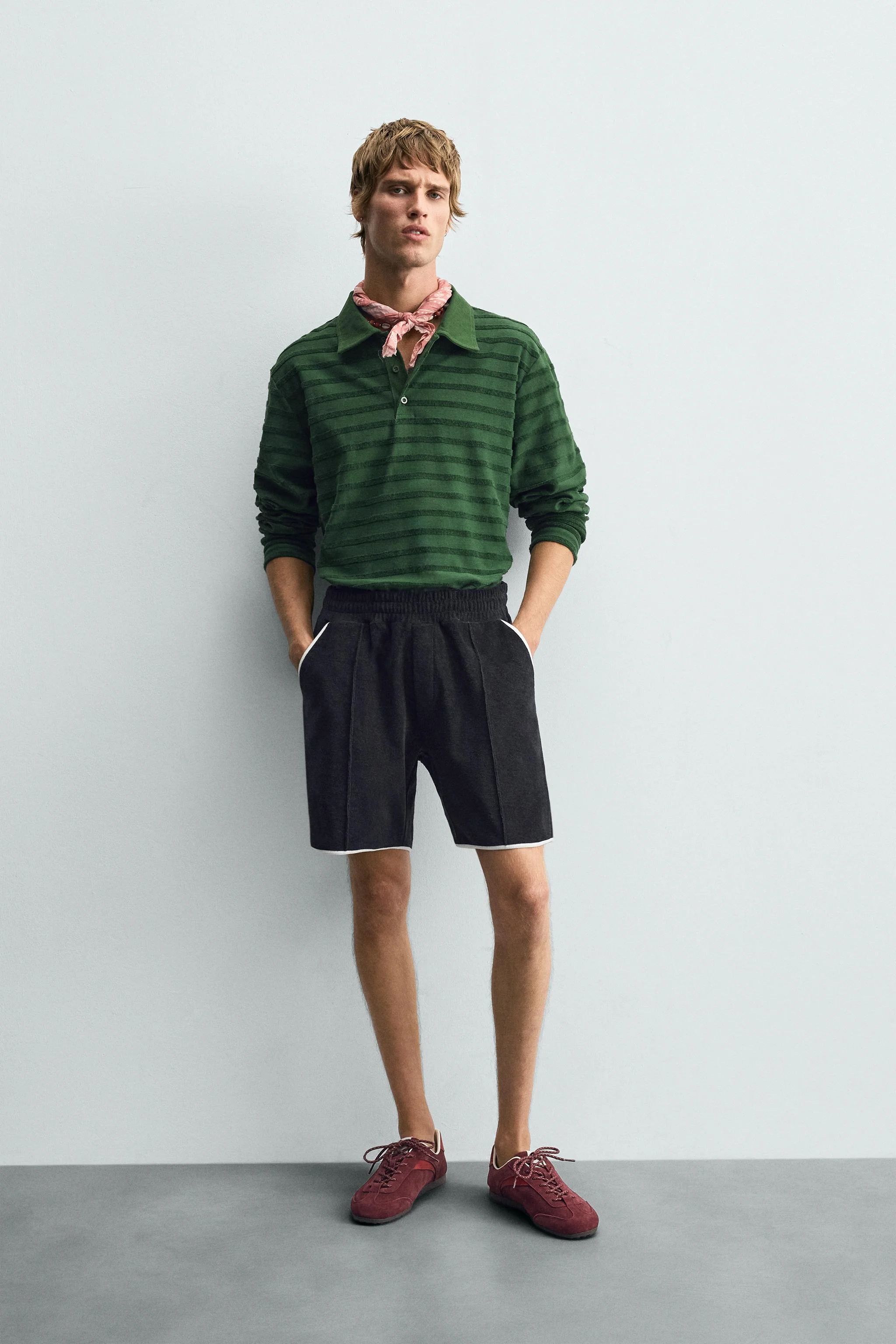 پولوشرت حوله ای ژاکارد راه راه