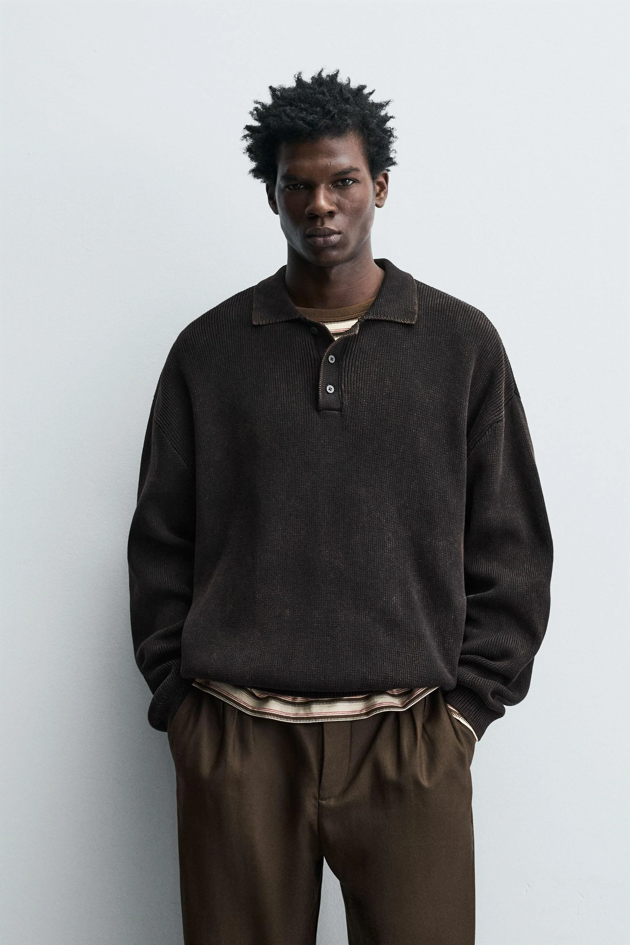 پولوشرت بافتنی شسته شده پولوشرت بافتنی شسته شده