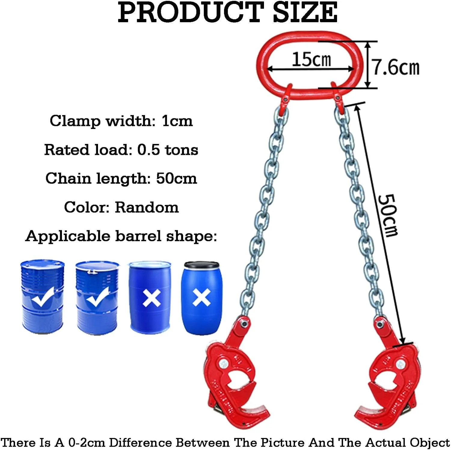 گیره بالابر بشکه بادوام، پخش کننده قلاب بشکه سنگین، بالابر بشکه 2 قلابه، ظرفیت بار 500 کیلوگرم، انبار صنعتی (مدل 2)