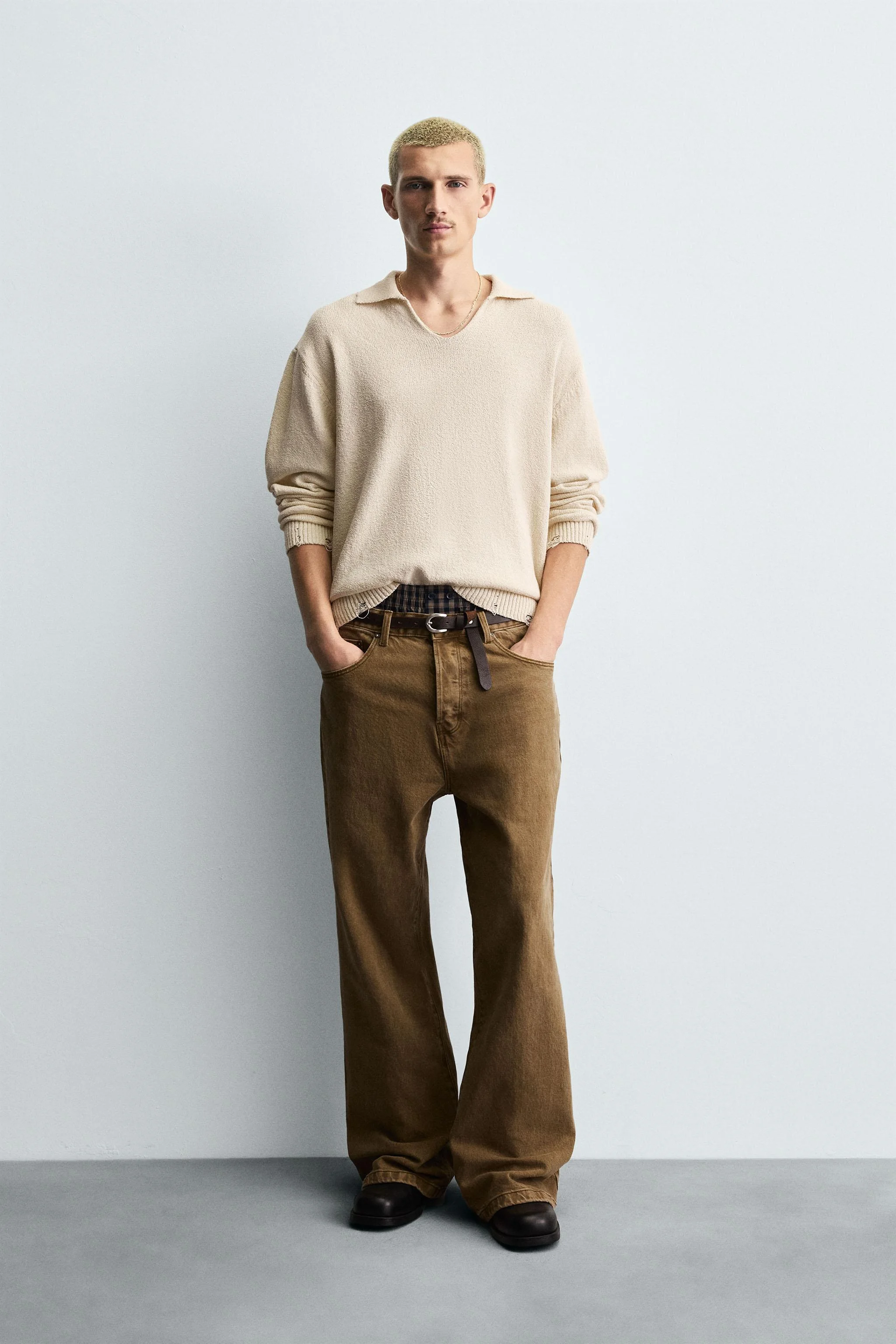 پولوشرت بافتنی با افکت پاره