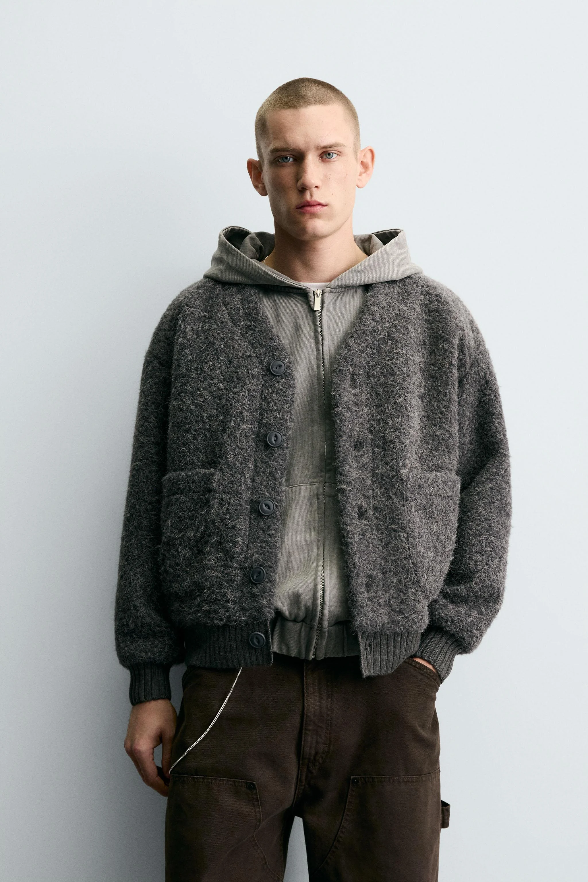 ژاکت بافت‌دار با جیب