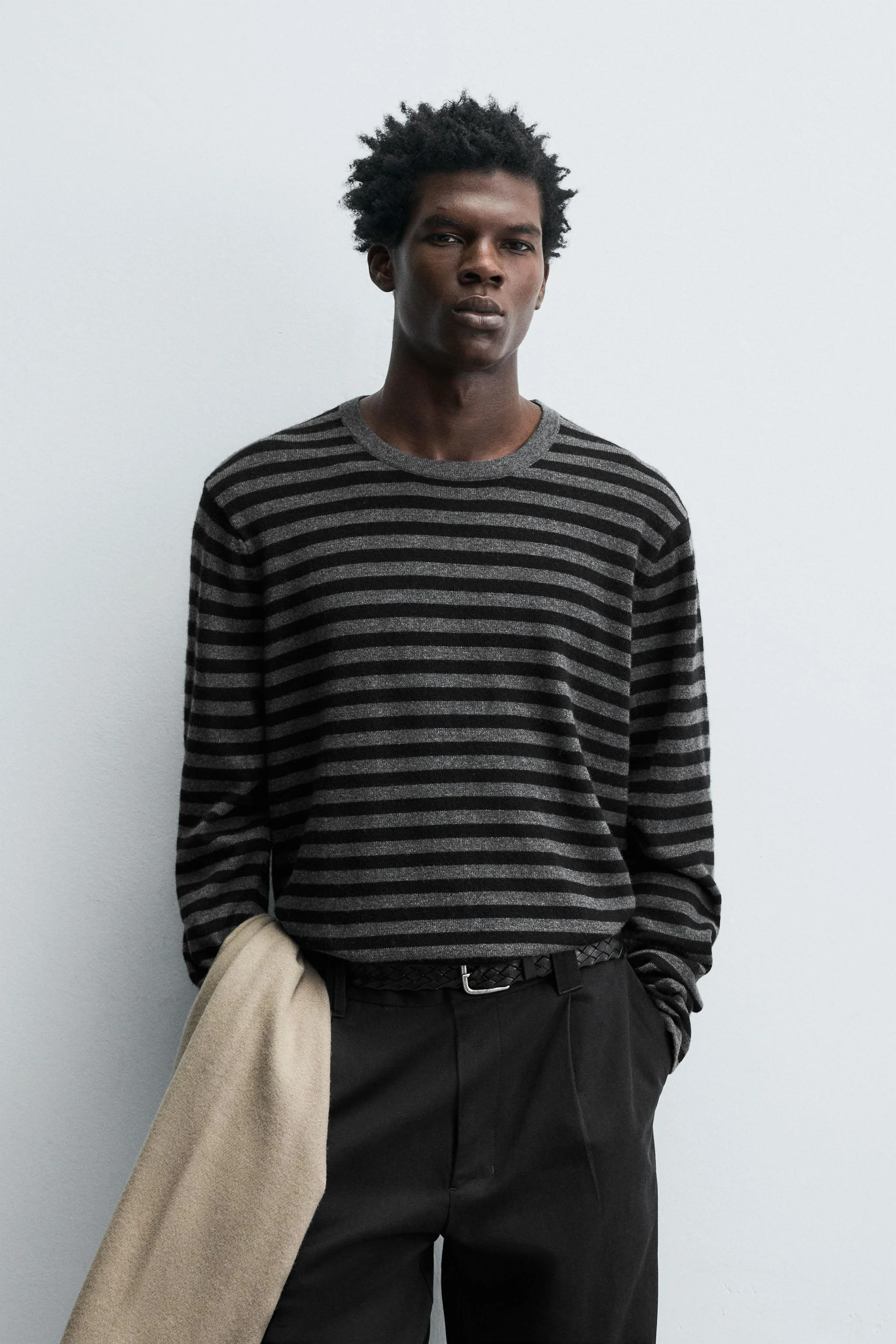 پلیور بافت راه راه مخلوط پشم پلیور بافت راه راه مخلوط پشم