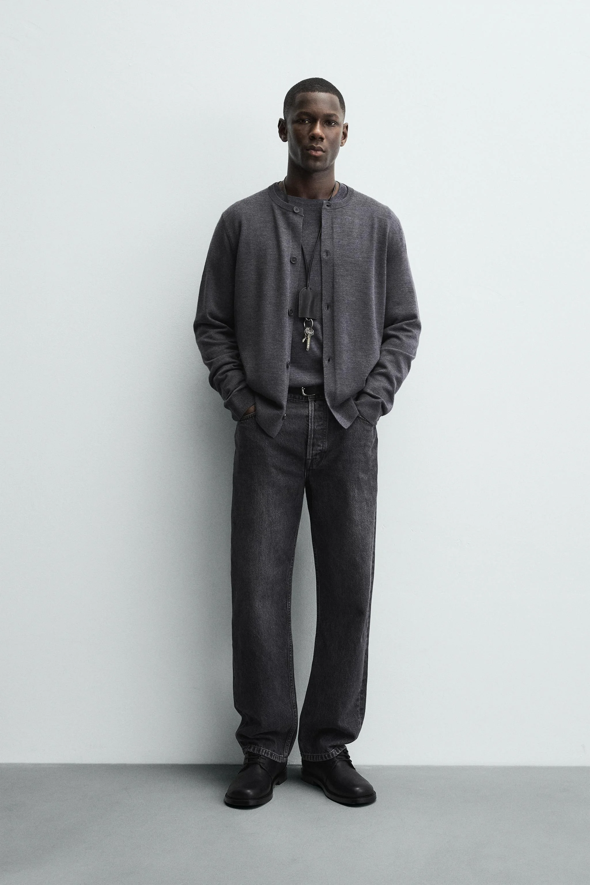 ژاکت بافتنی پشمی با برش معمولی