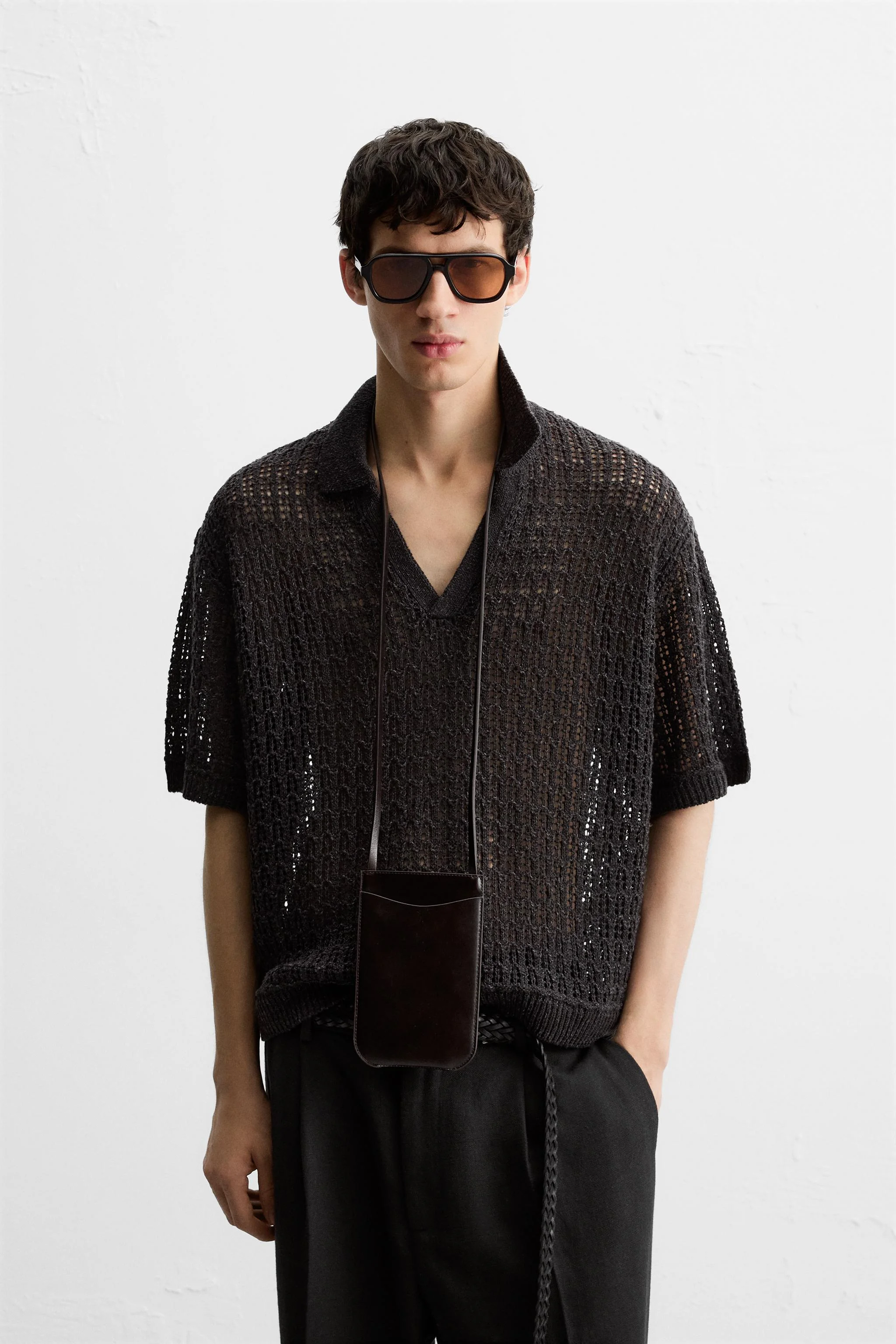 پولوشرت بافتنی طرح باز