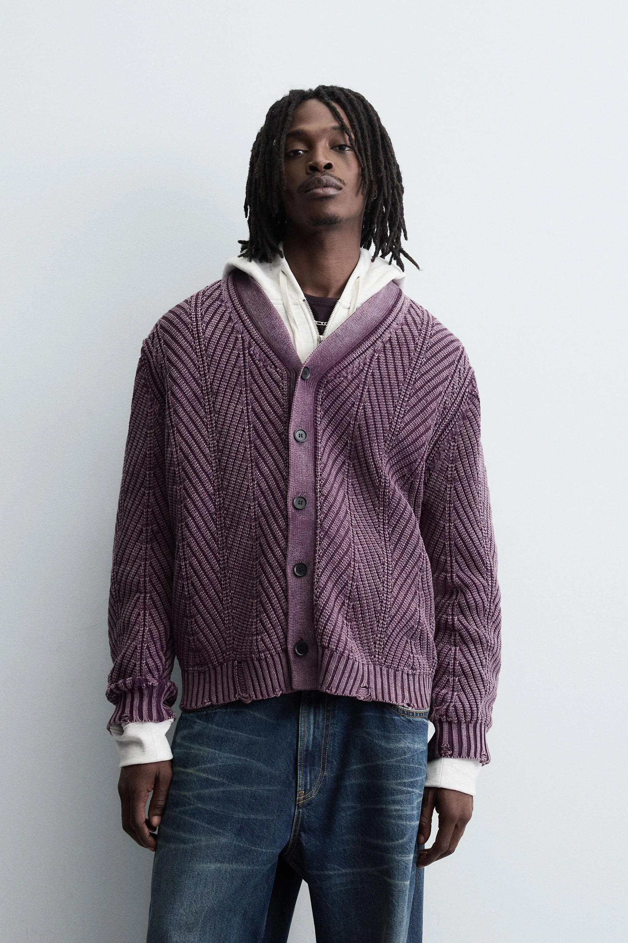 ژاکت بافتنی پنبه ای با بافت افکت دار