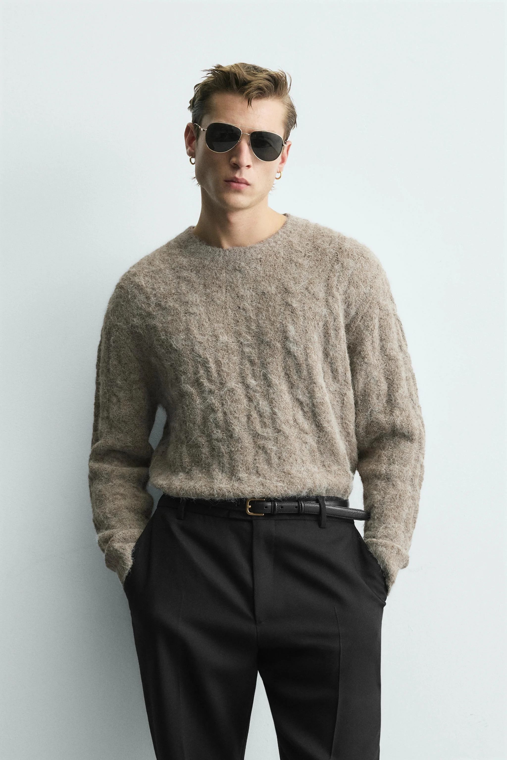 پلیور بافتنی طرح کابل برس خورده