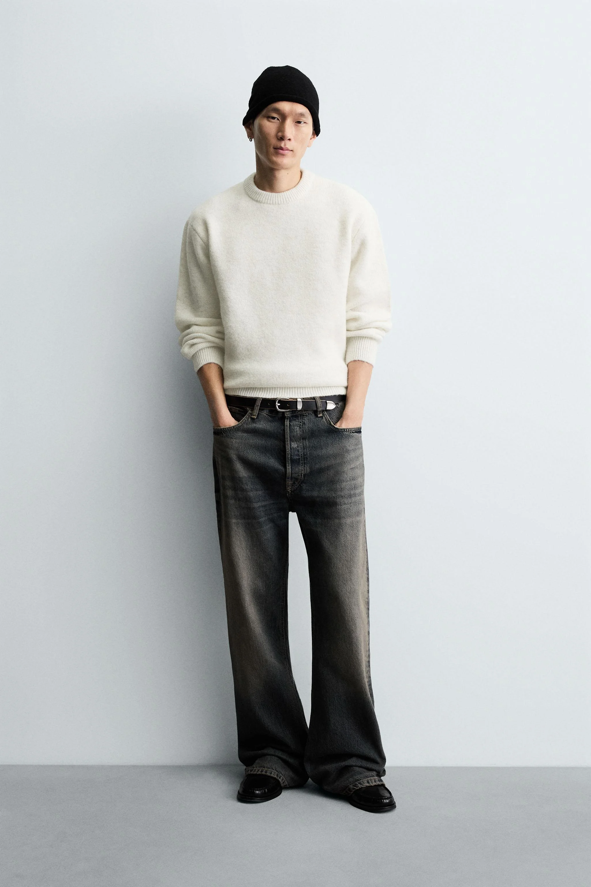 پلیور بافتنی با فیت جعبه‌ای و بافت خاص