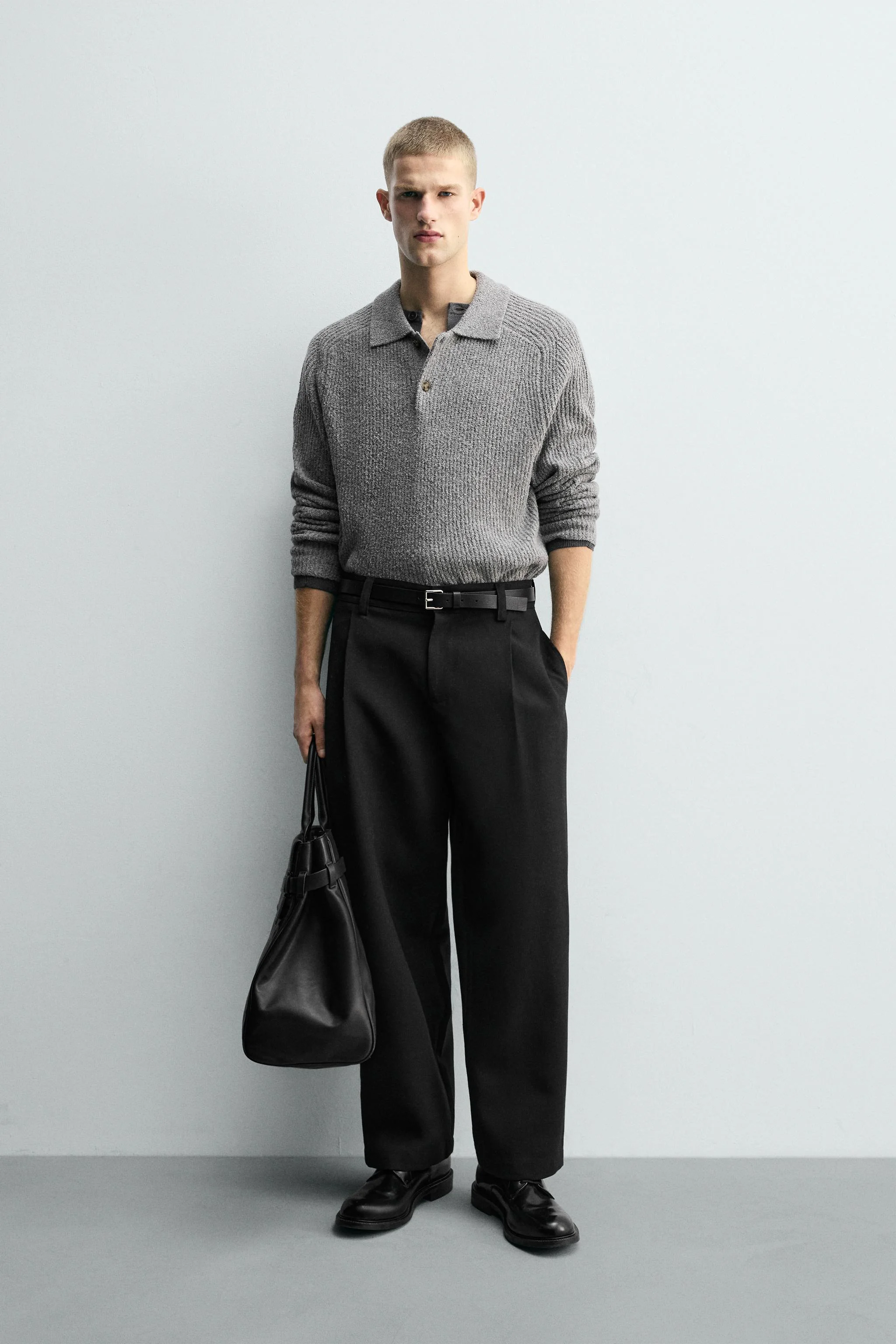 پولوشرت بافتنی با بافت بٌوکله