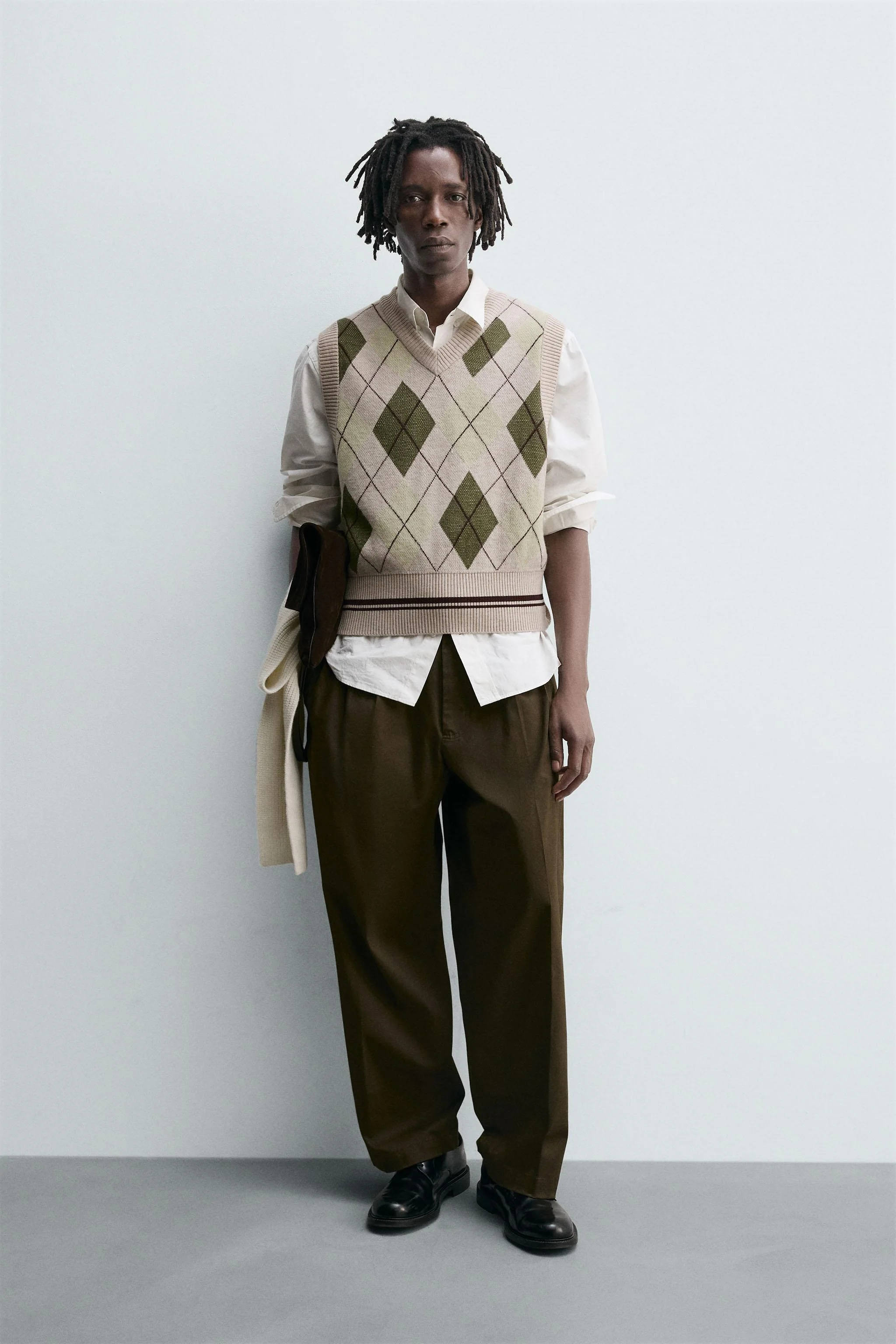 جلیقه بافتنی طرح لوزی