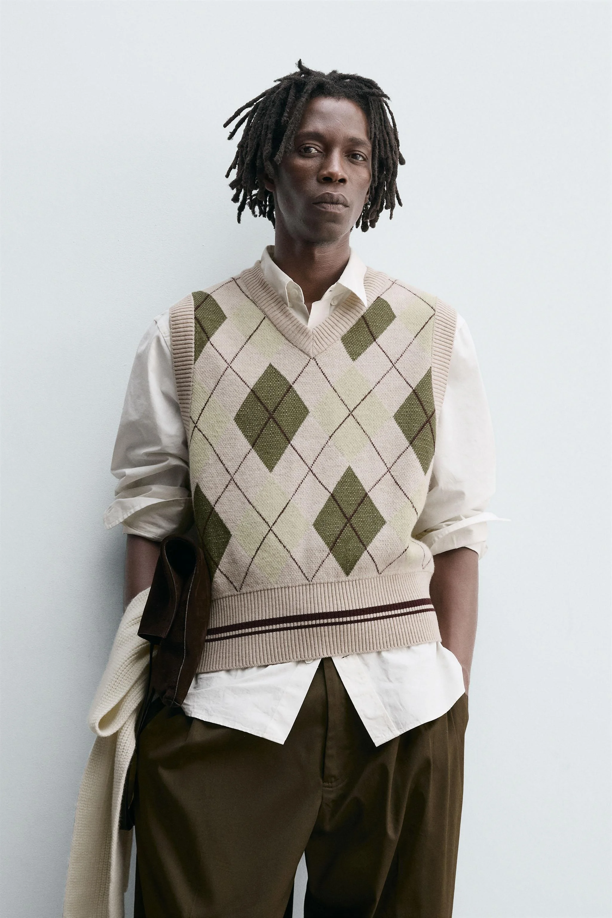 جلیقه بافتنی طرح لوزی