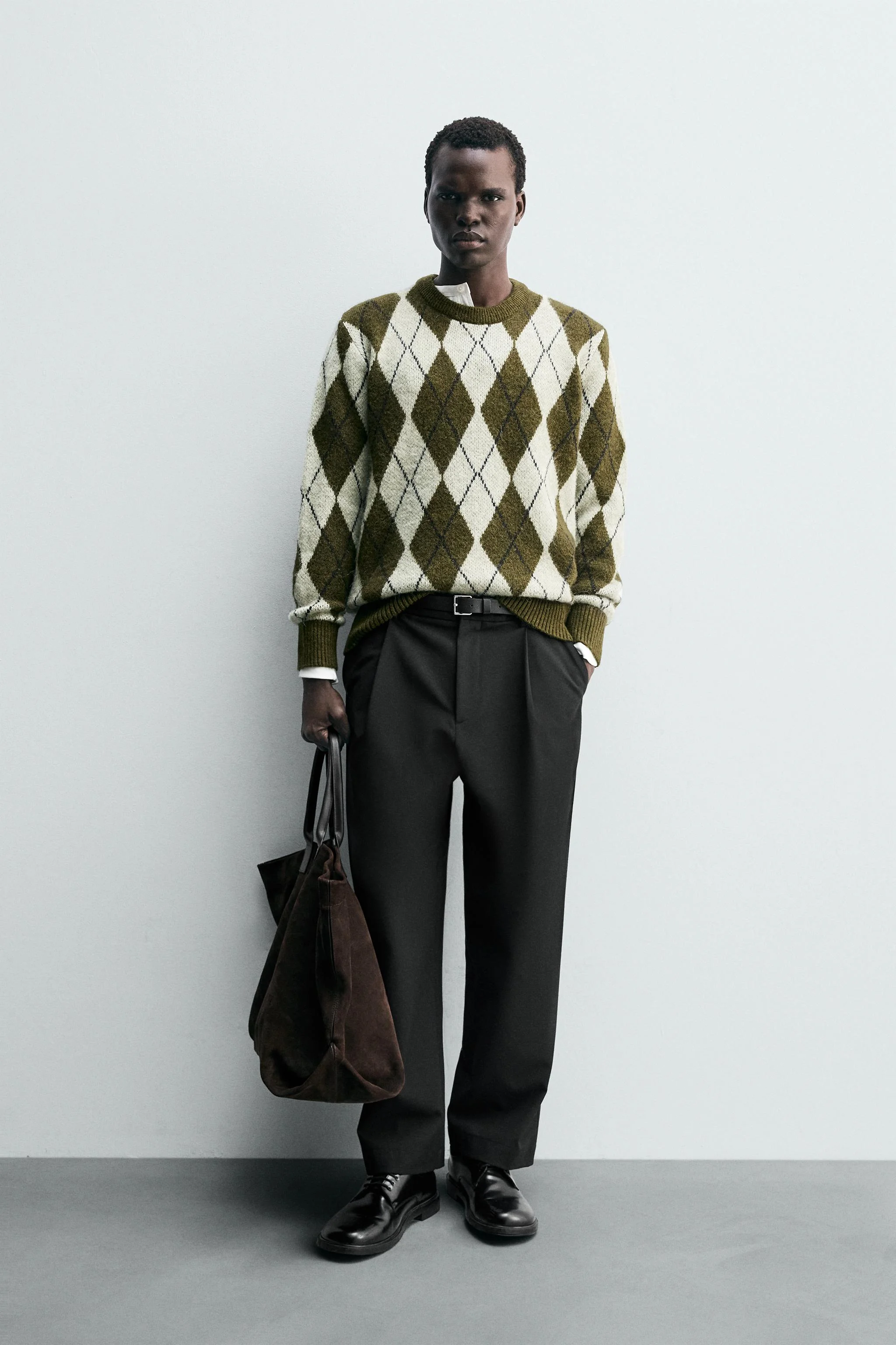 پلیور بافتنی طرح لوزی