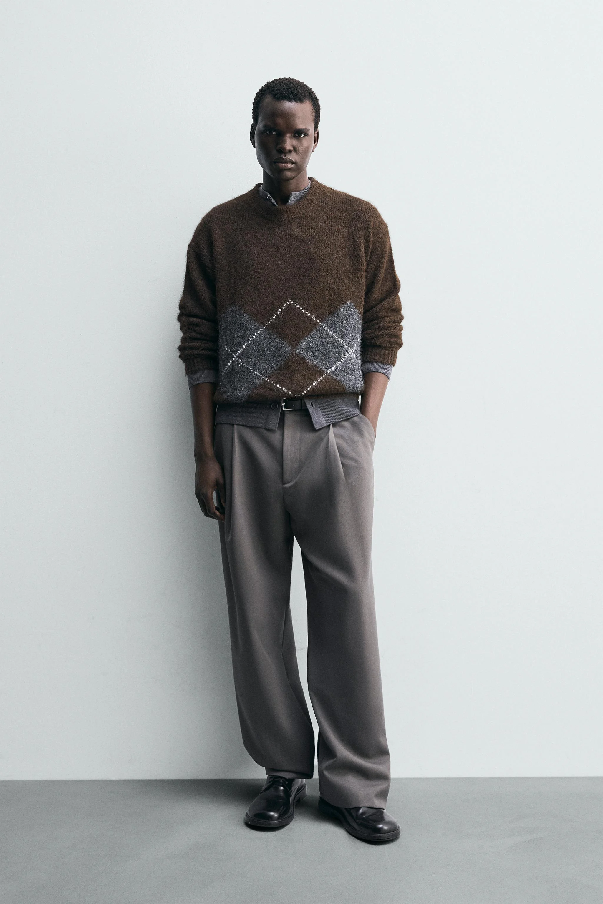 پلیور بافتنی طرح لوزی