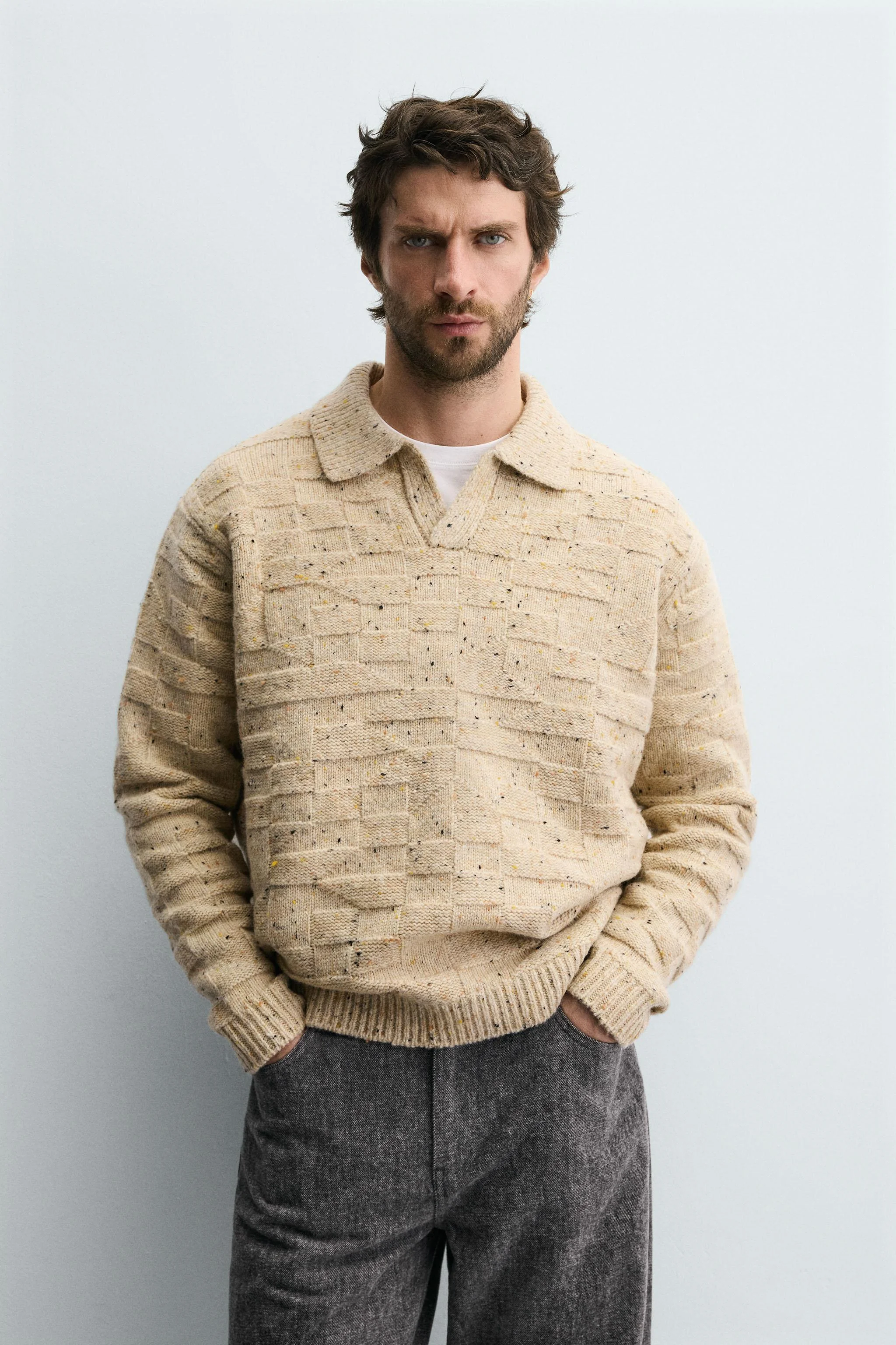 پولوشرت بافتنی پشمی دکمه دار