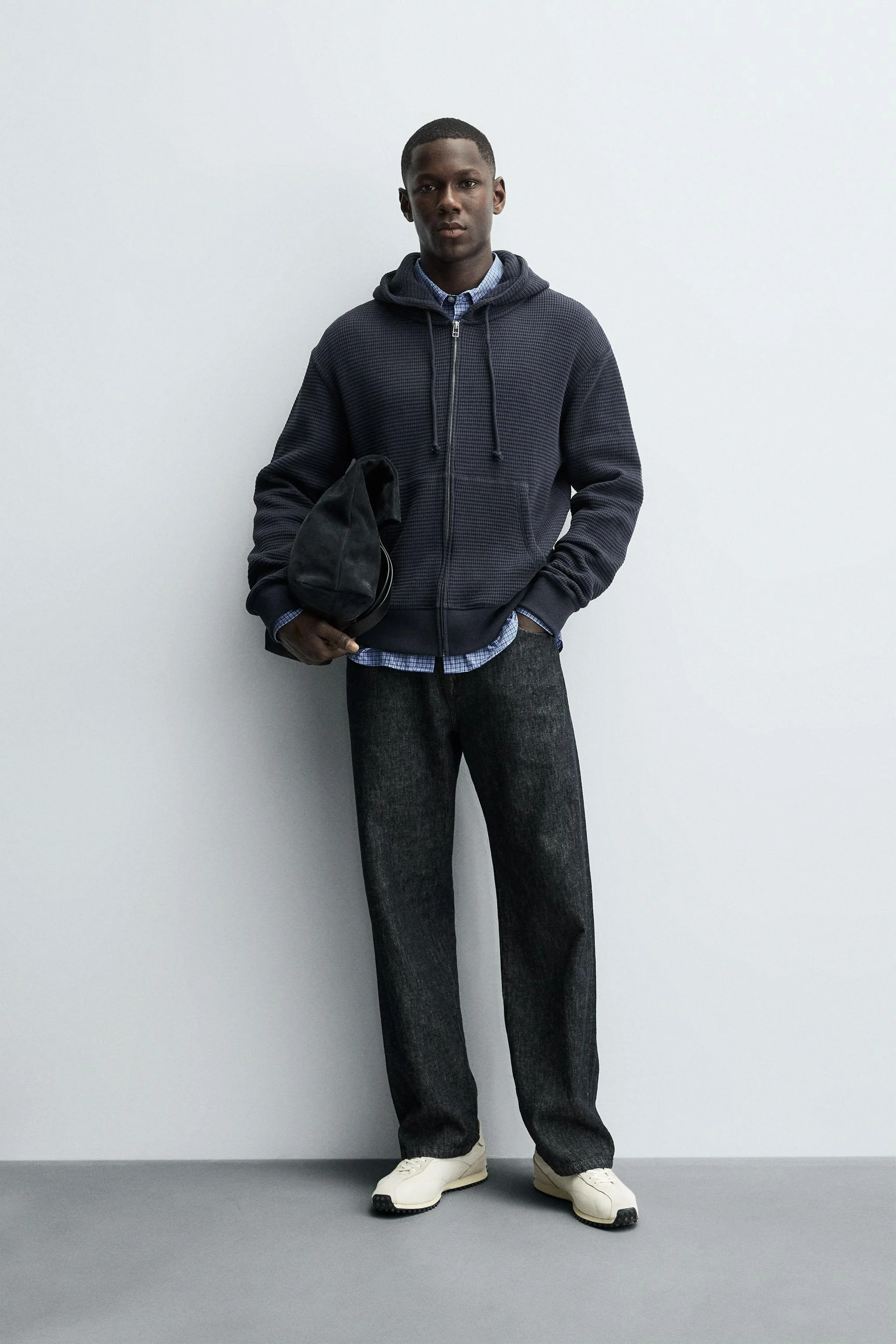 هودی زیپ‌دار بافت وافل