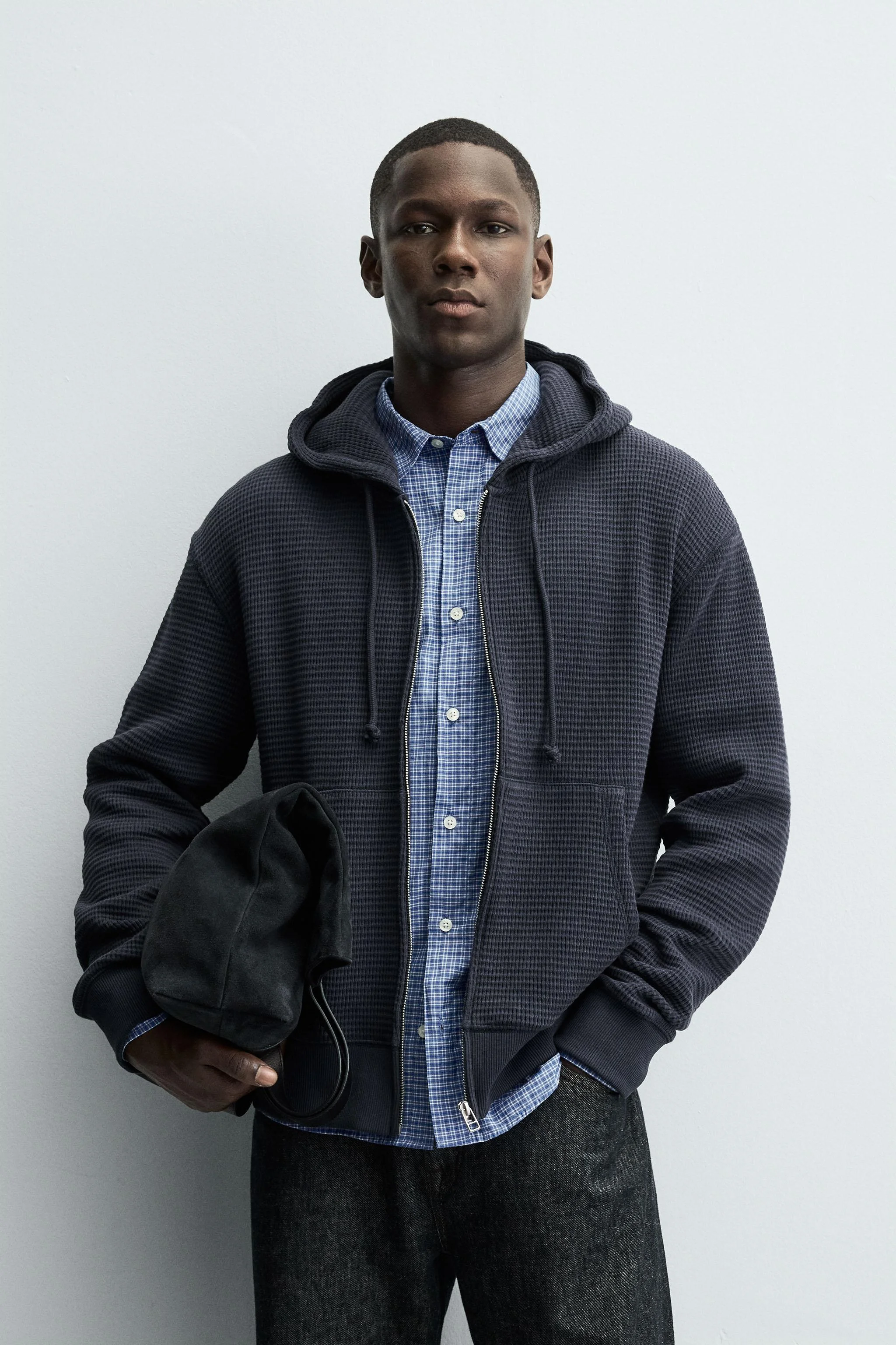 هودی زیپدار بافت وافل هودی زیپدار بافت وافل