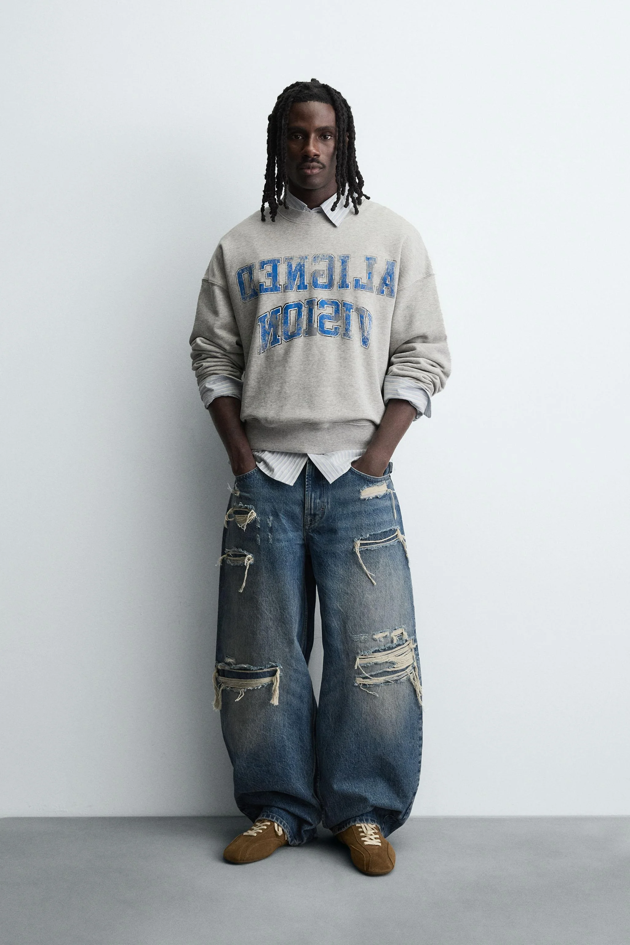 سویشرت یقه گرد با طرح چاپی ورزشی