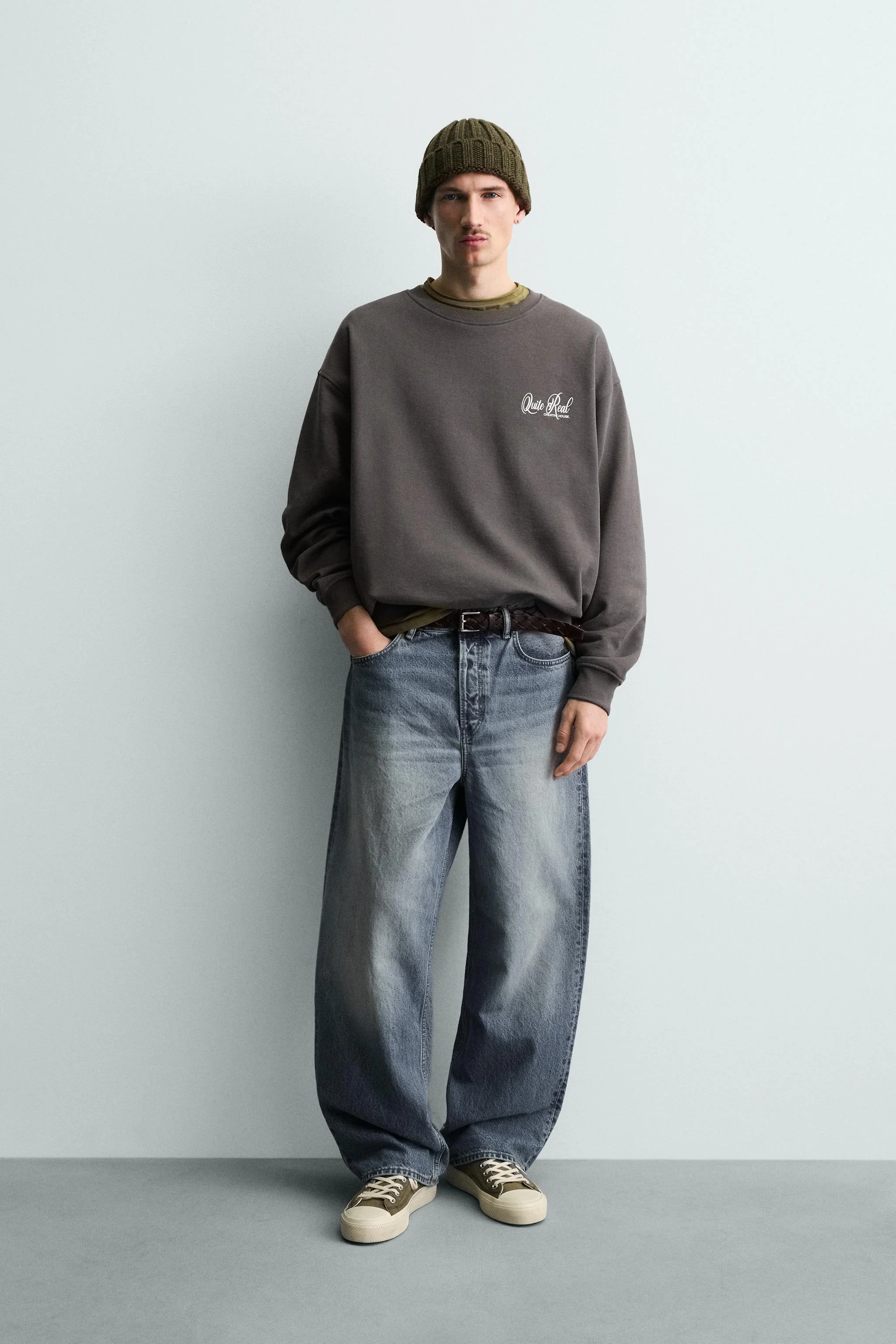 سویشرت یقه گرد طرح دار