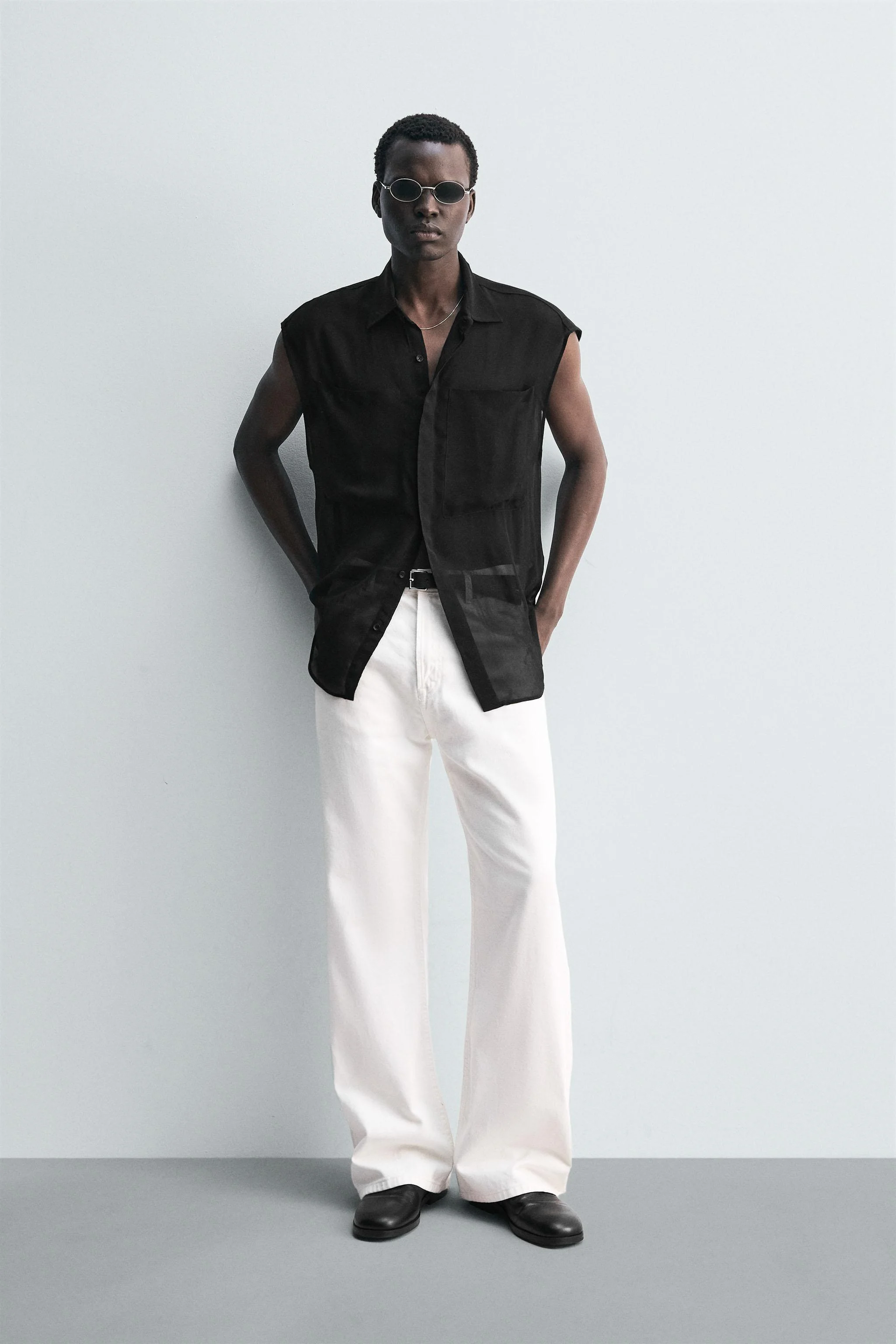 پیراهن نیمه شفاف با جیب پیراهن نیمه شفاف با جیب