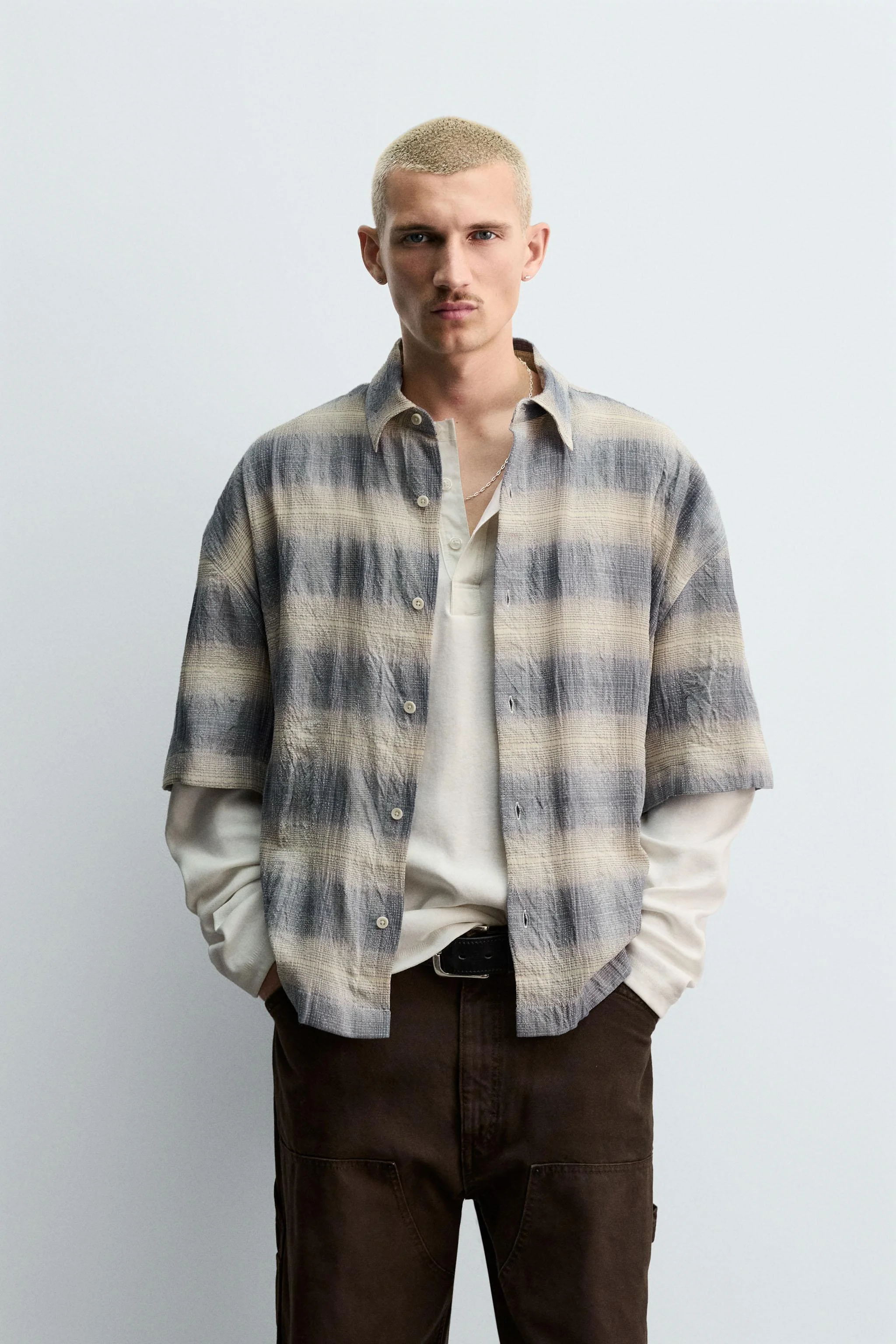 پیراهن طرح دار با بافت چهارخانه