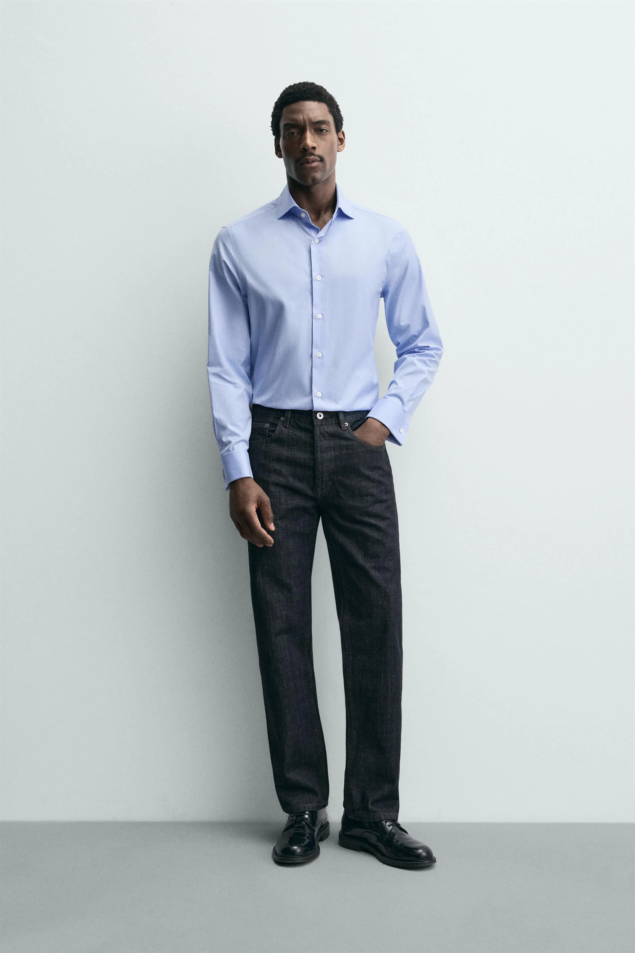 پیراهن بافت دار با دکمه سردست