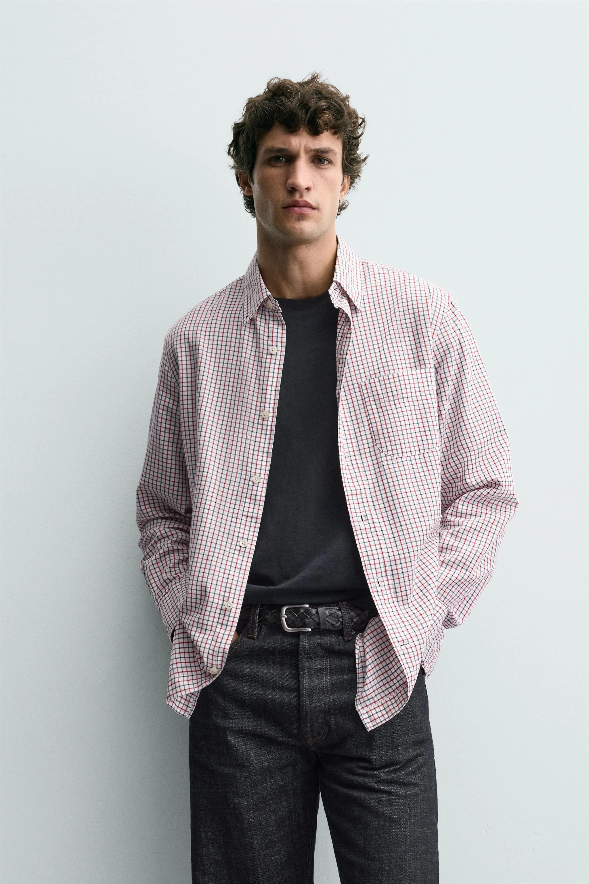 پیراهن چهارخانه با جیب