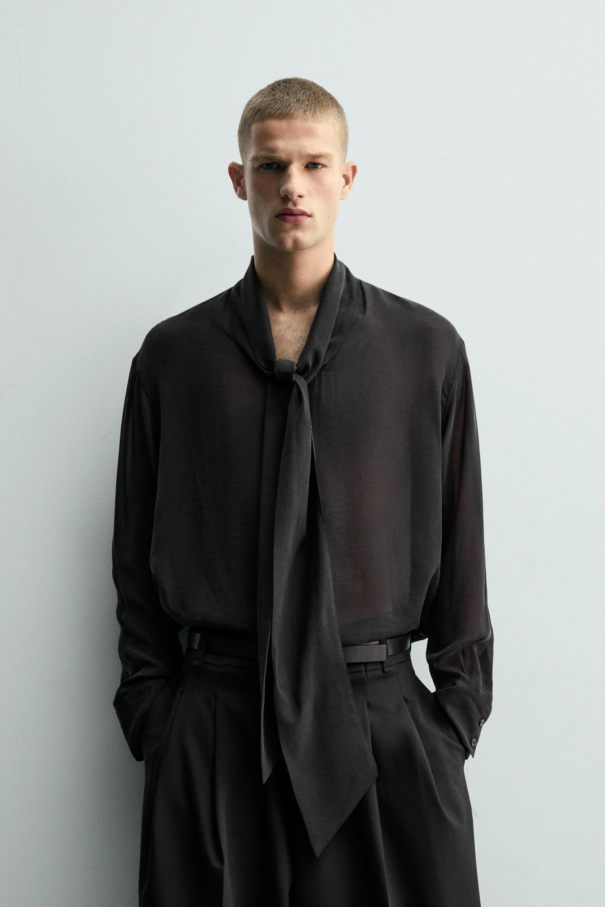 شومیز نیمه شفاف با پاپیون شومیز نیمه شفاف با پاپیون