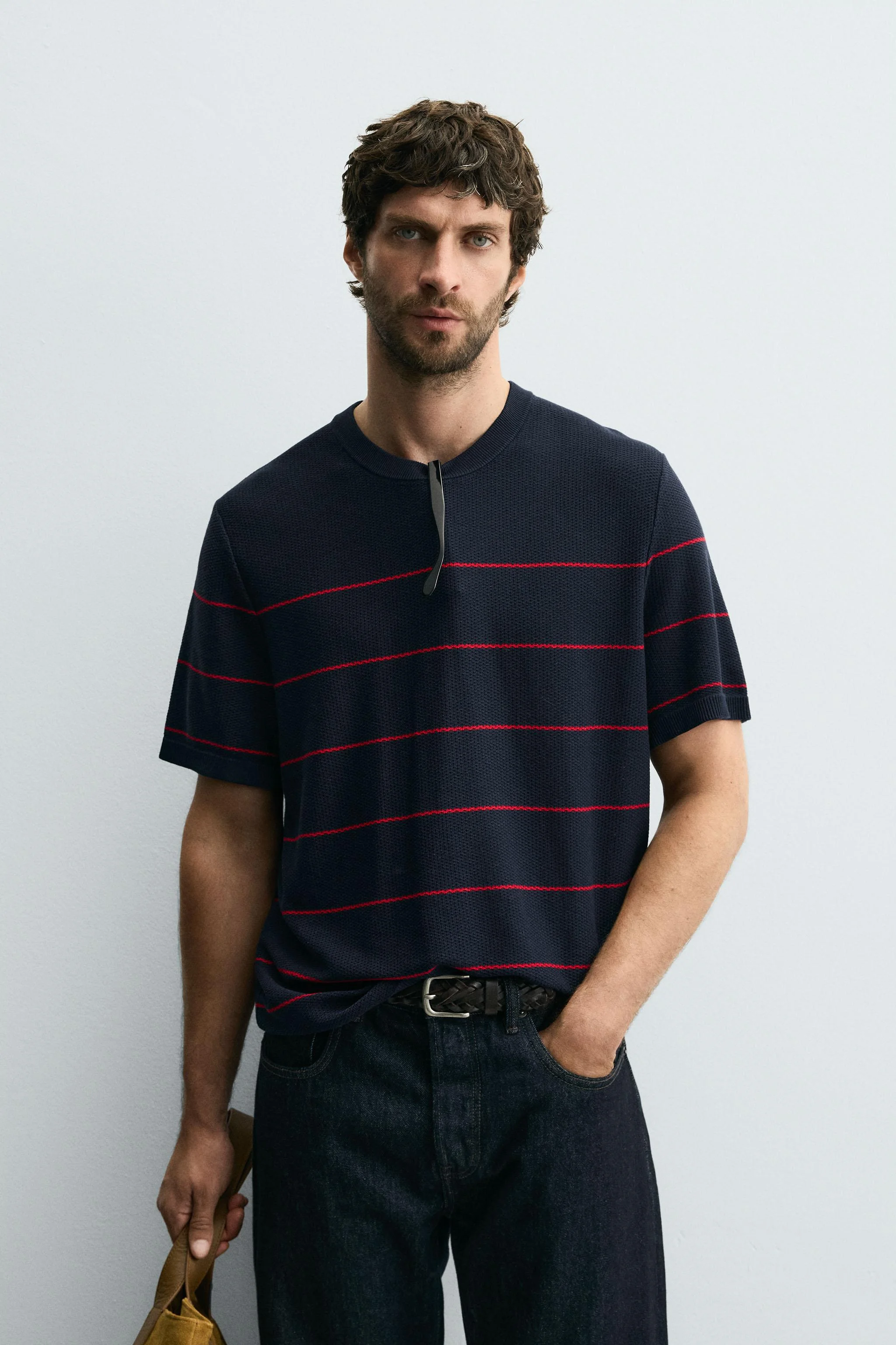 تی شرت بافتنی ژاکارد راه راه