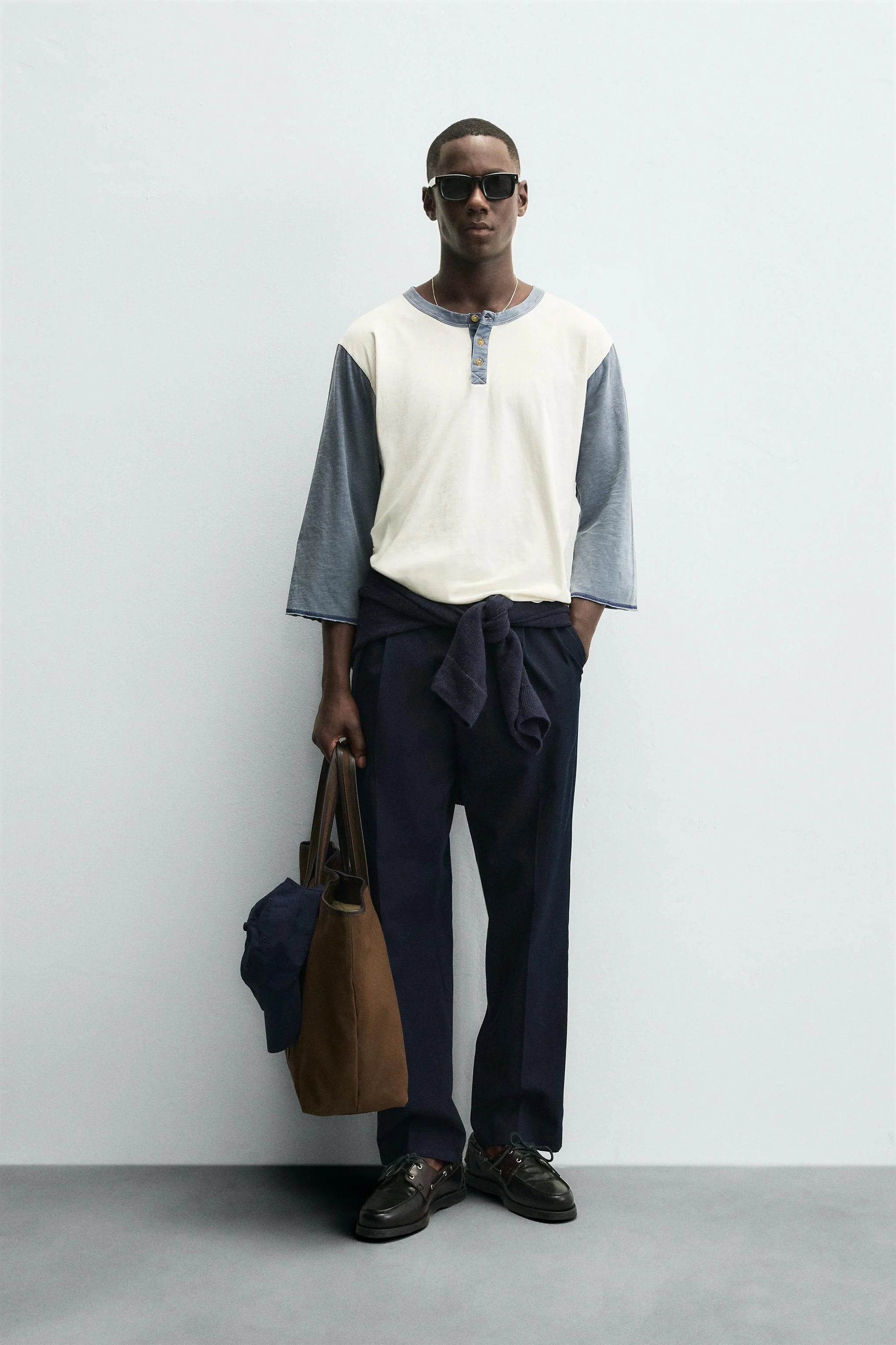 تی شرت پنبه ای HENLEY با طرح رنگی بلوک