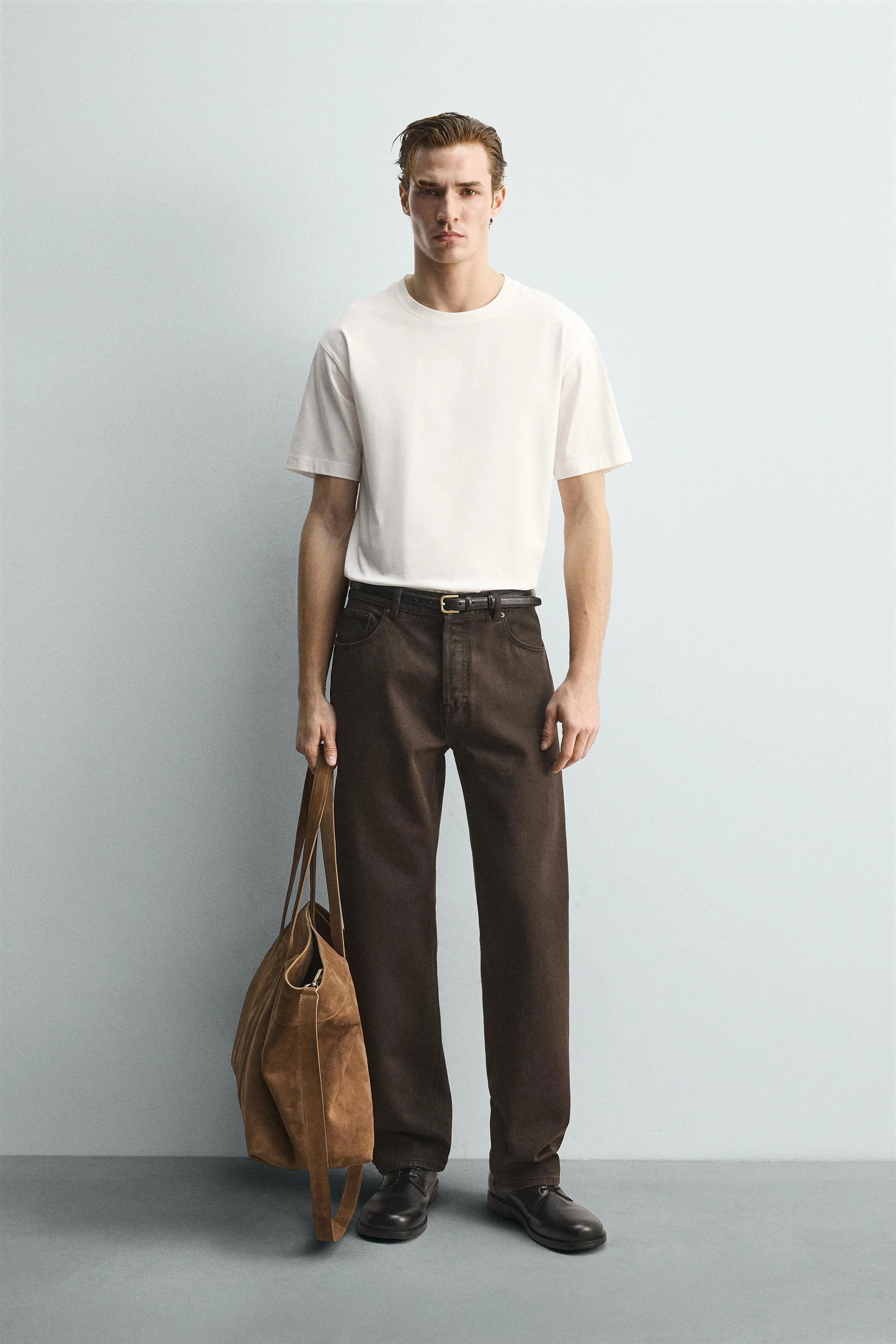 تی شرت آستین کوتاه مرسریز شده با برش آزاد