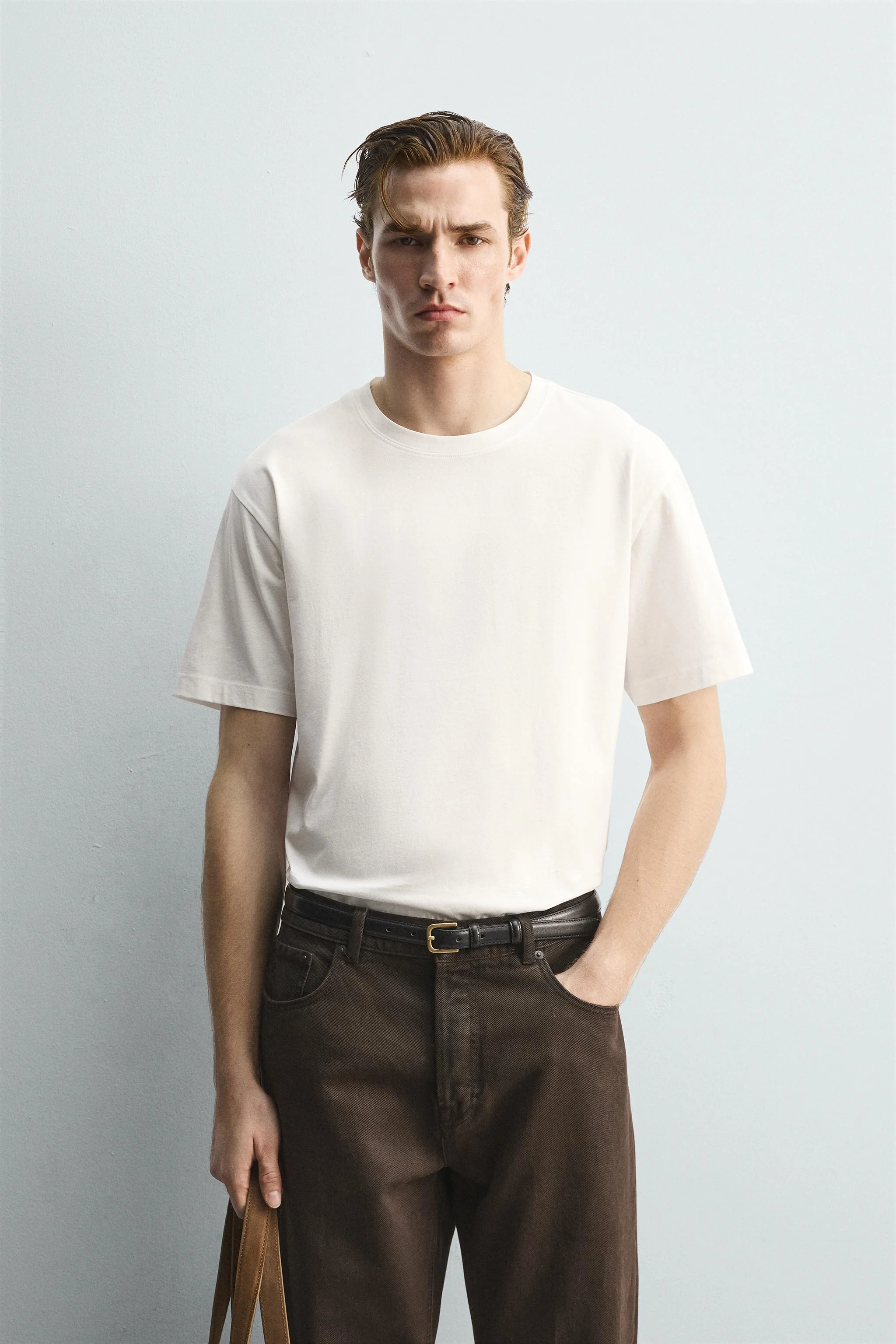 تی شرت آستین کوتاه مرسریز شده با برش آزاد