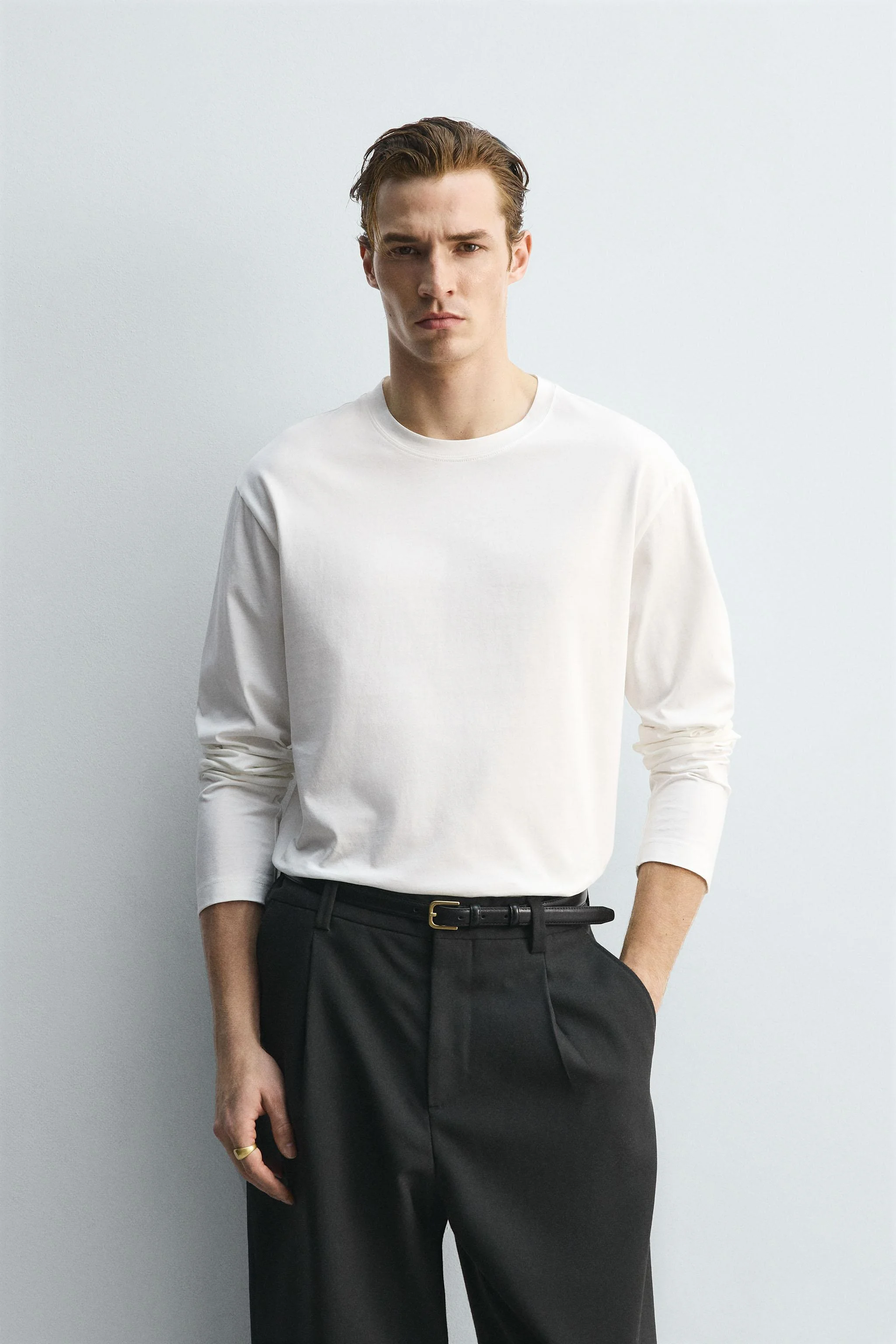 تی شرت آستین بلند مرسریزه با برش آزاد