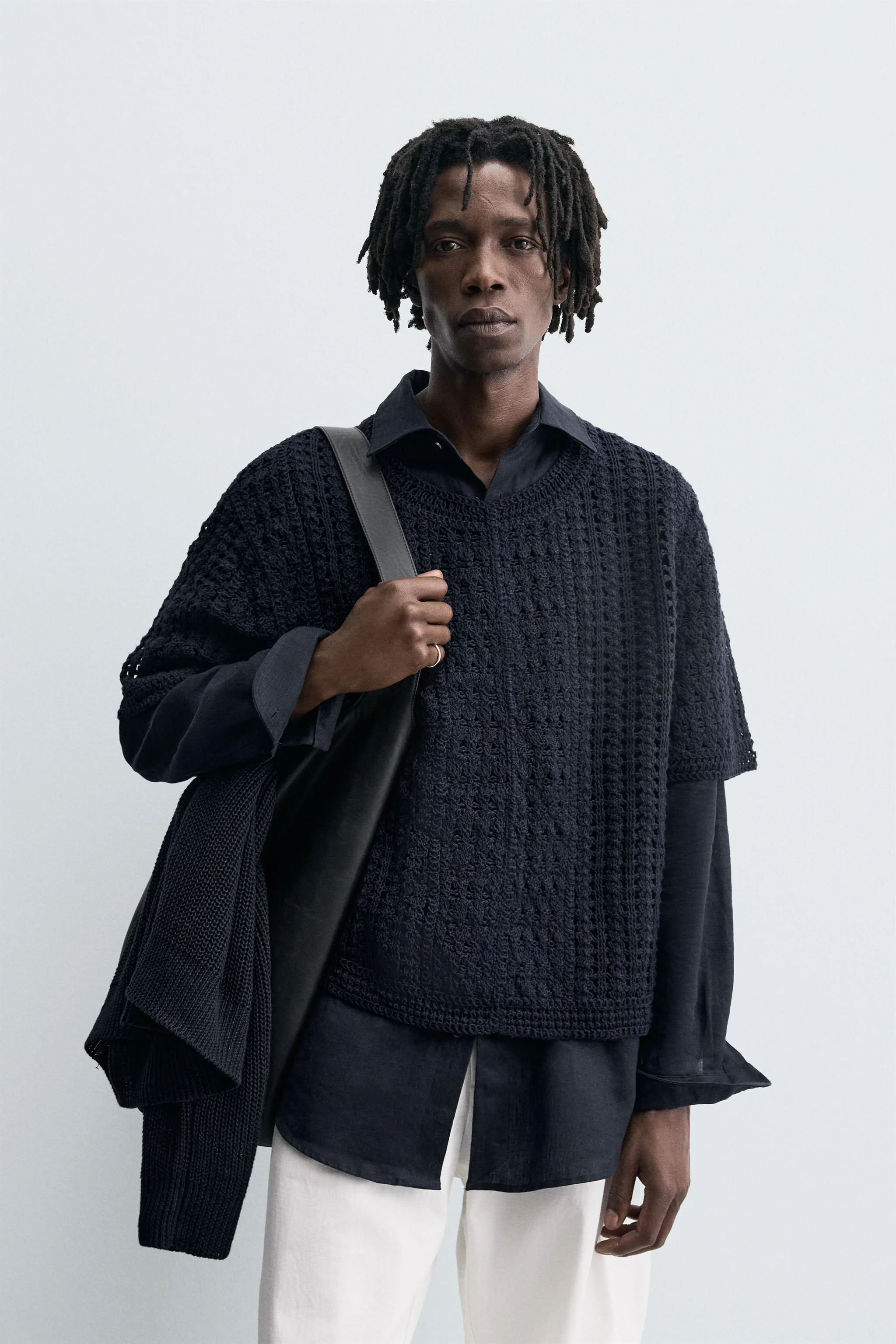 تی شرت بافتنی با طرح قلاب بافی