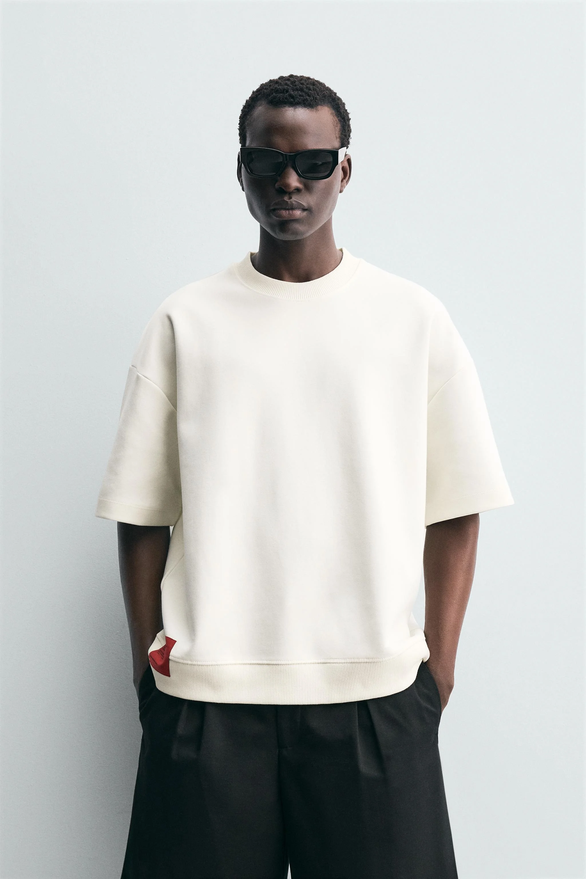 سویشرت یقه گرد با پارچه پنبه ای کشی