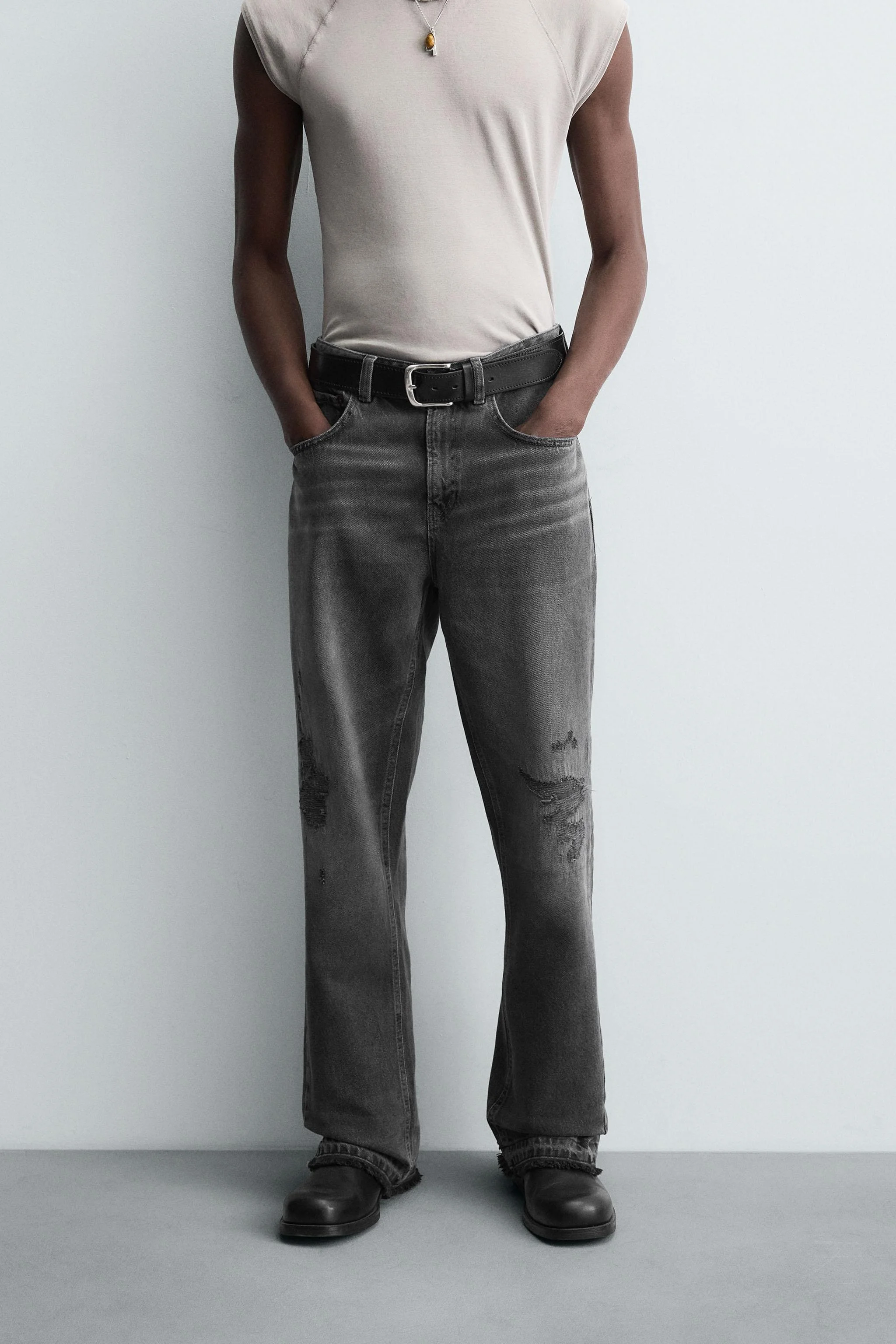 شلوار جین دمپا گشاد زاپ دار