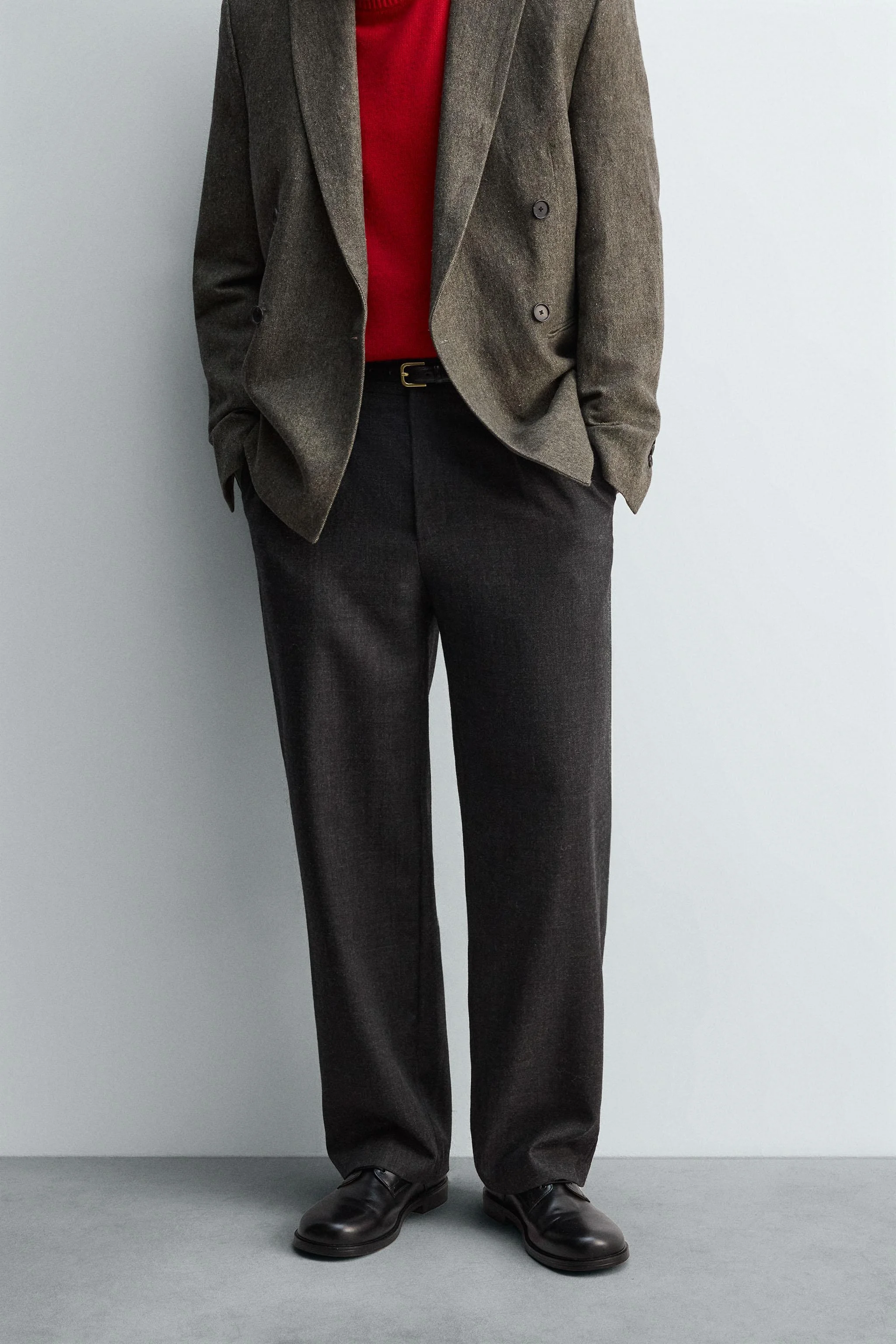 شلوار پشمی پلیسه دار با برش راسته - نسخه محدود