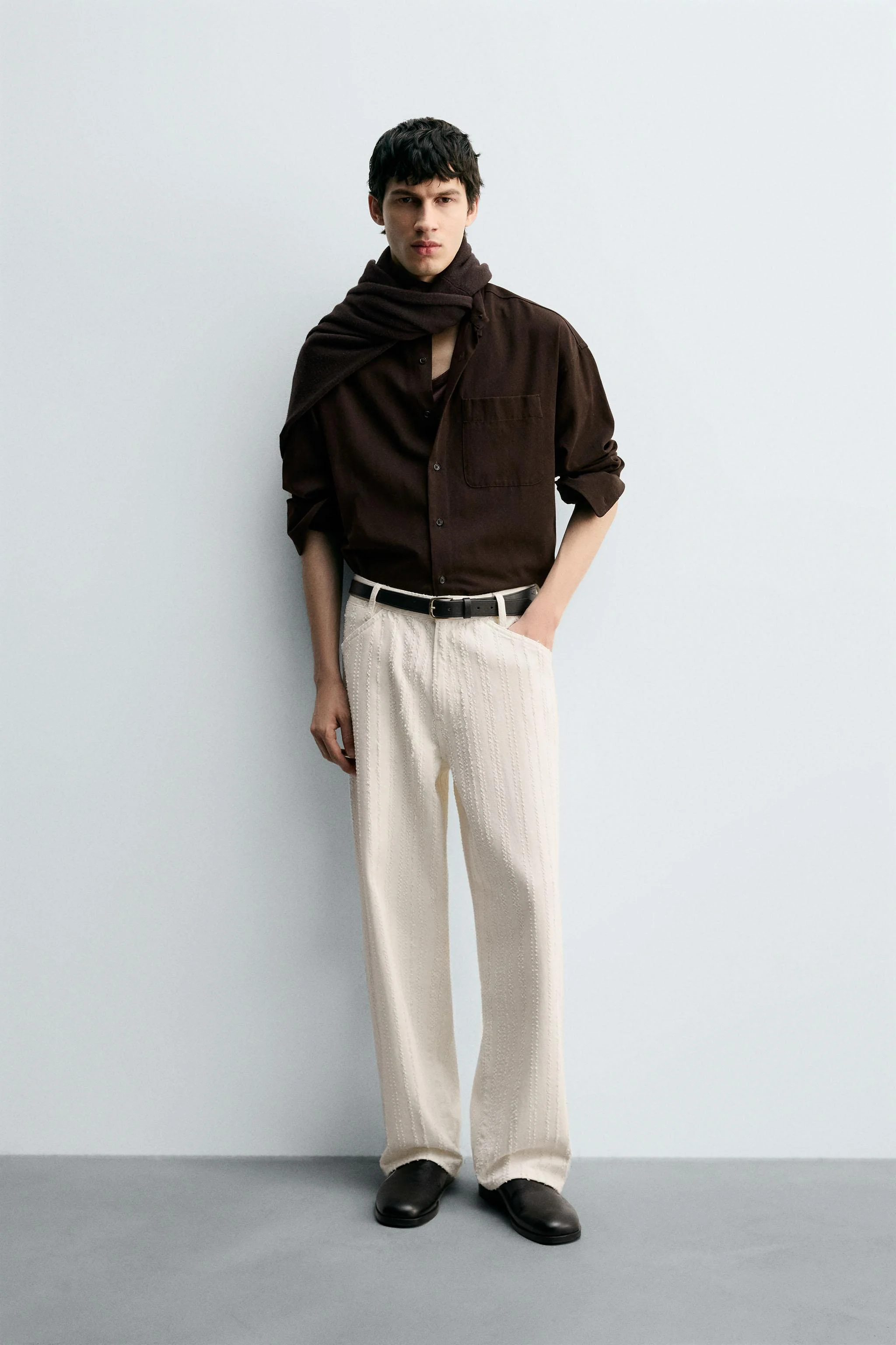 شلوار جین راه راه با بافت