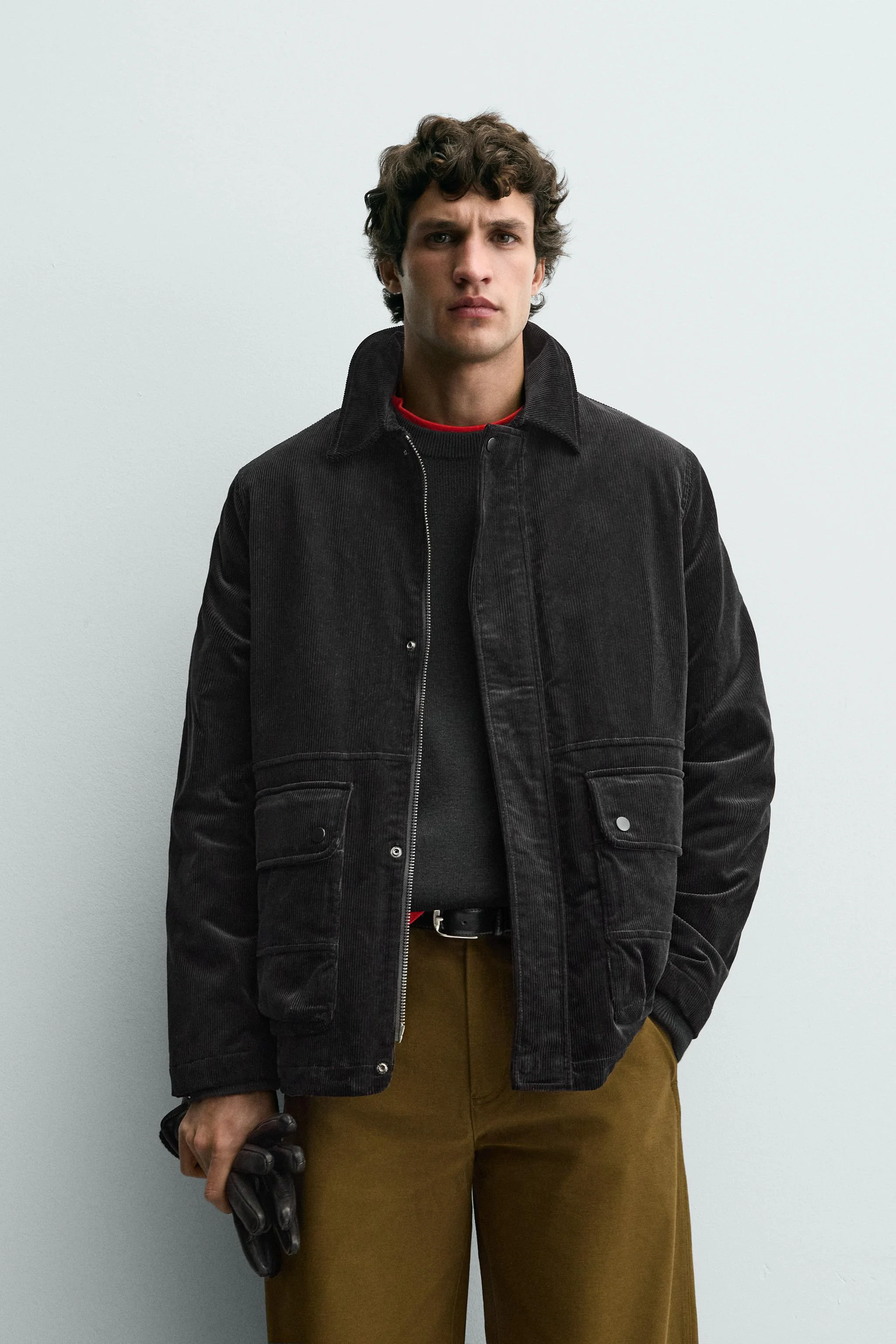 کت مخمل کبریتی با جیب