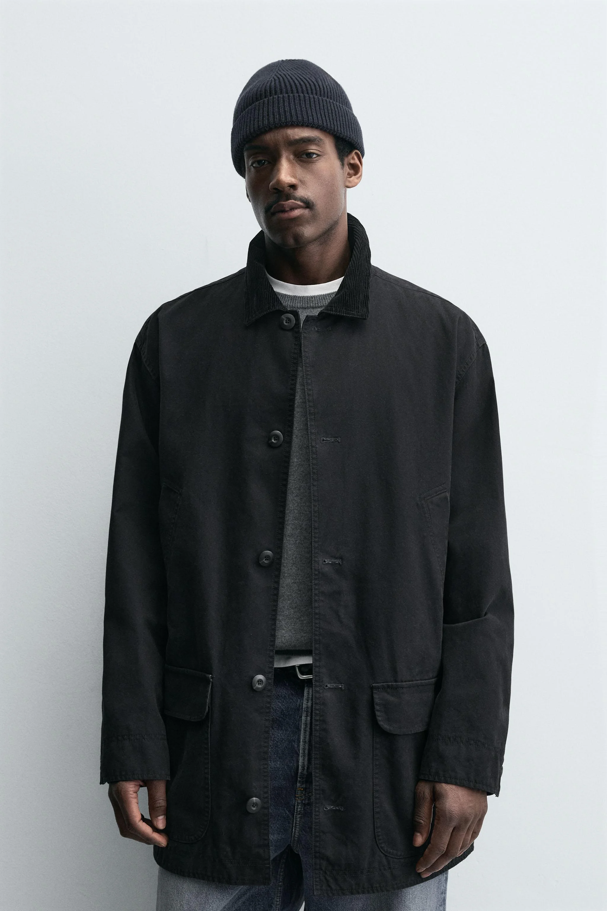 بارانی جین با یقه متفاوت