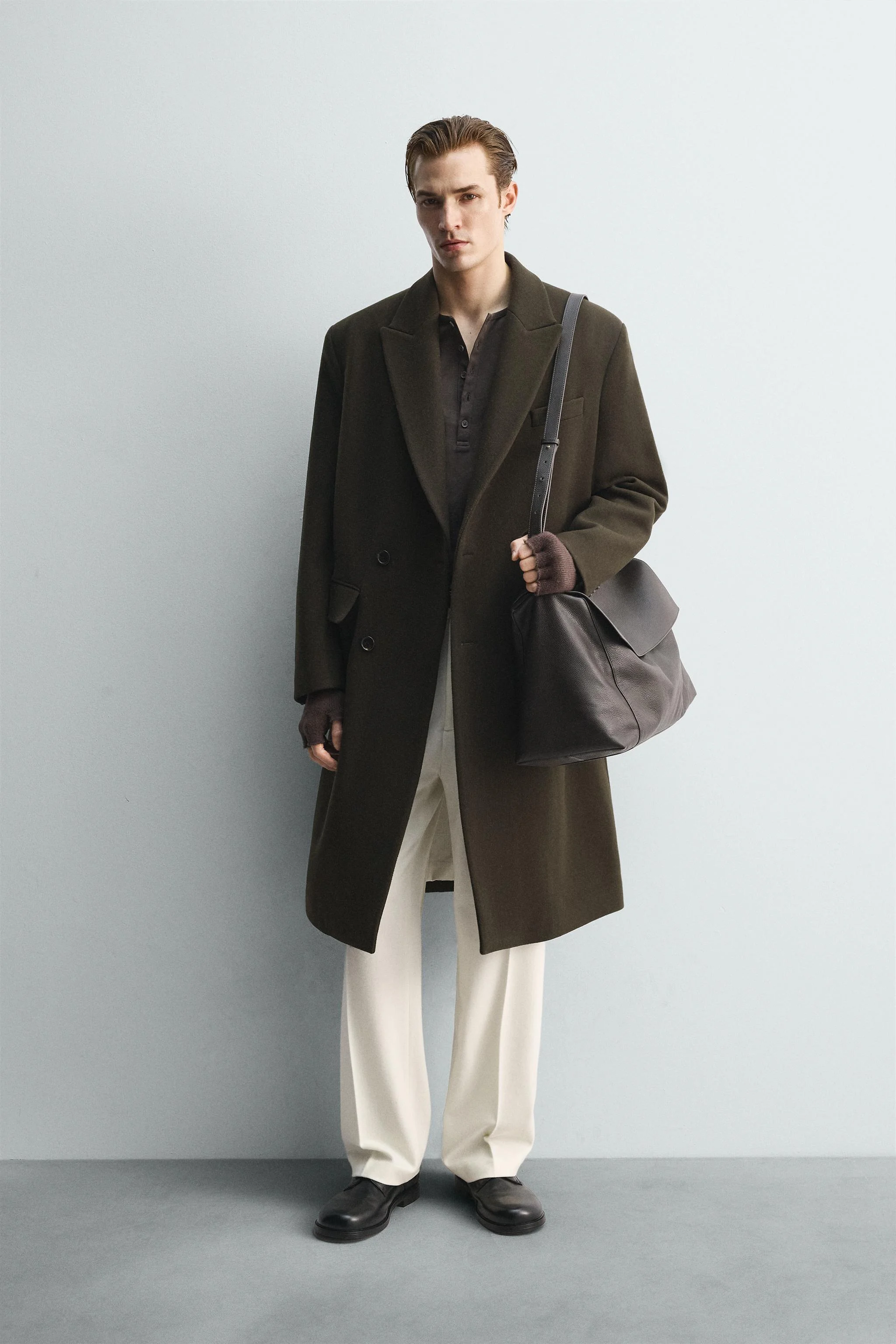 کت پشمی دو سینه با برش معمولی