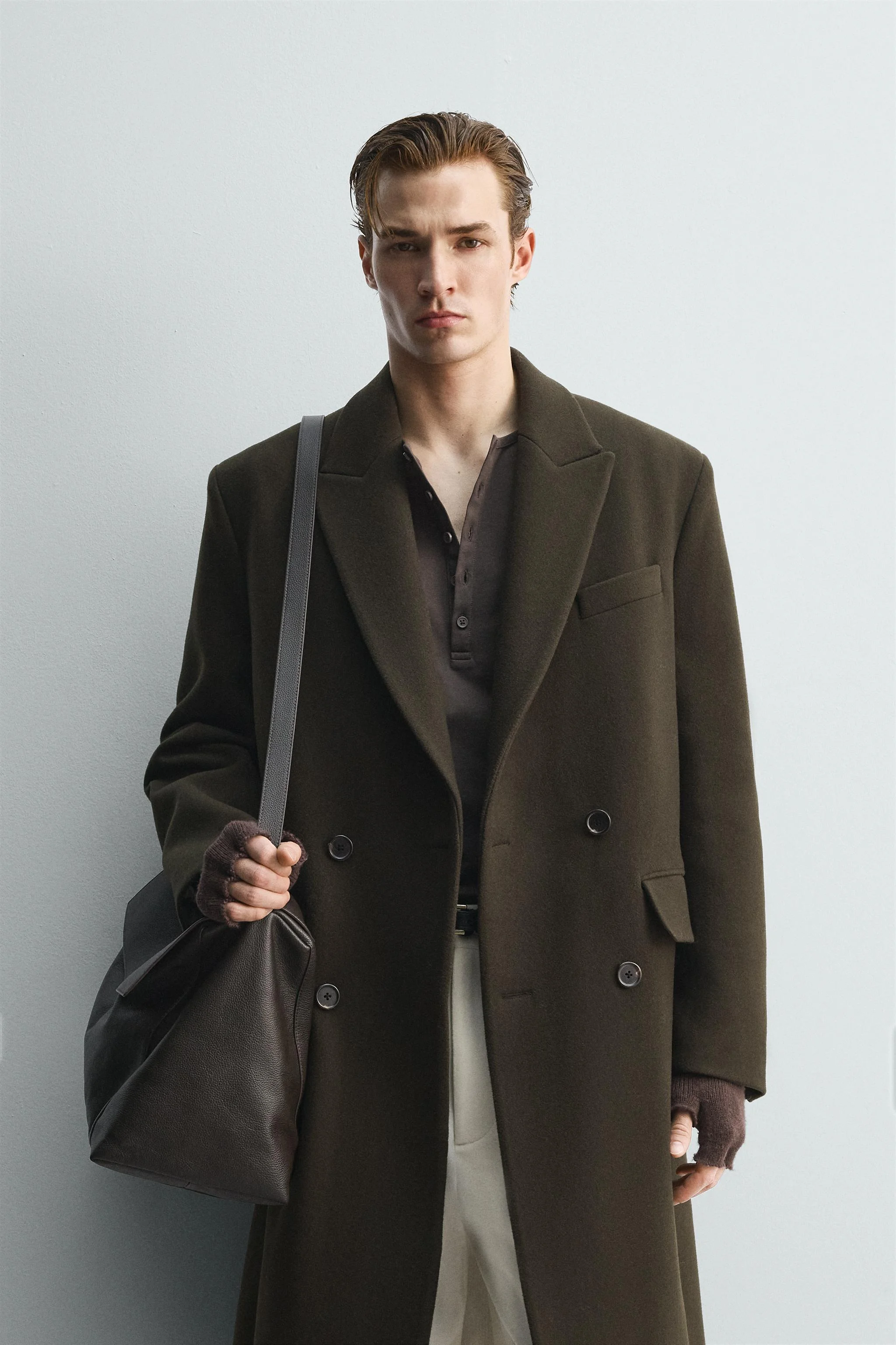 کت پشمی دو سینه با برش معمولی