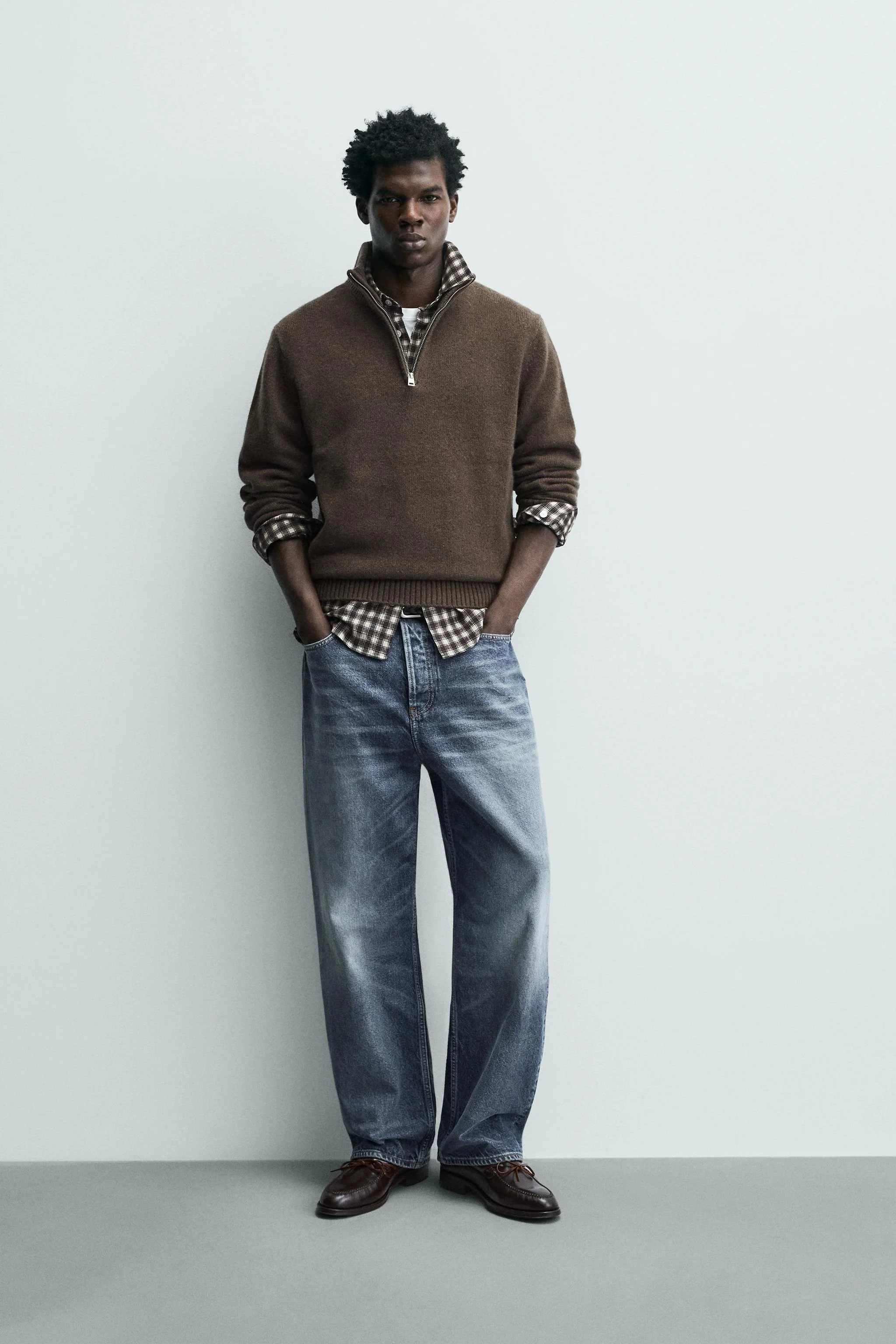 پلیور بافتنی پشمی یقه زیپ‌دار