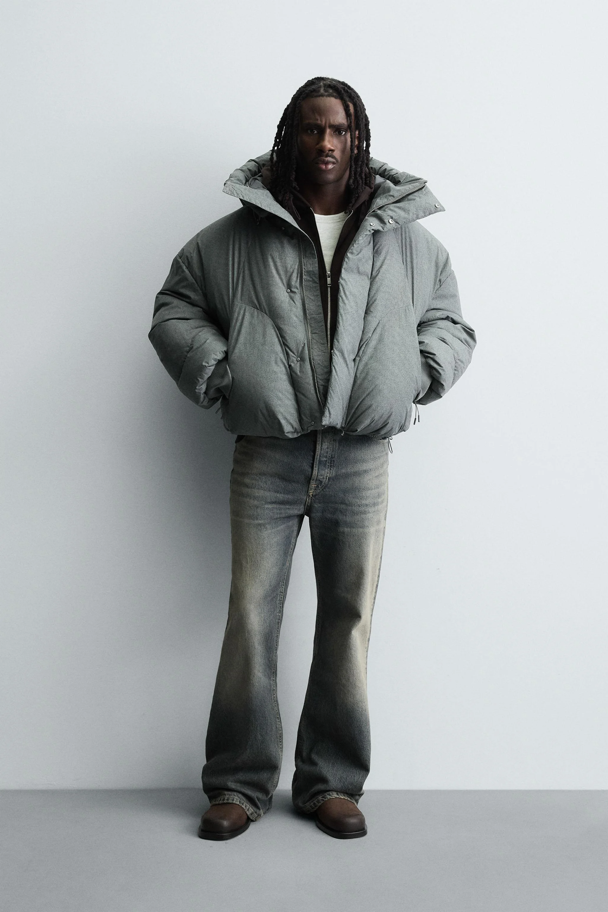 ژاکت پفی با برش جعبه‌ای