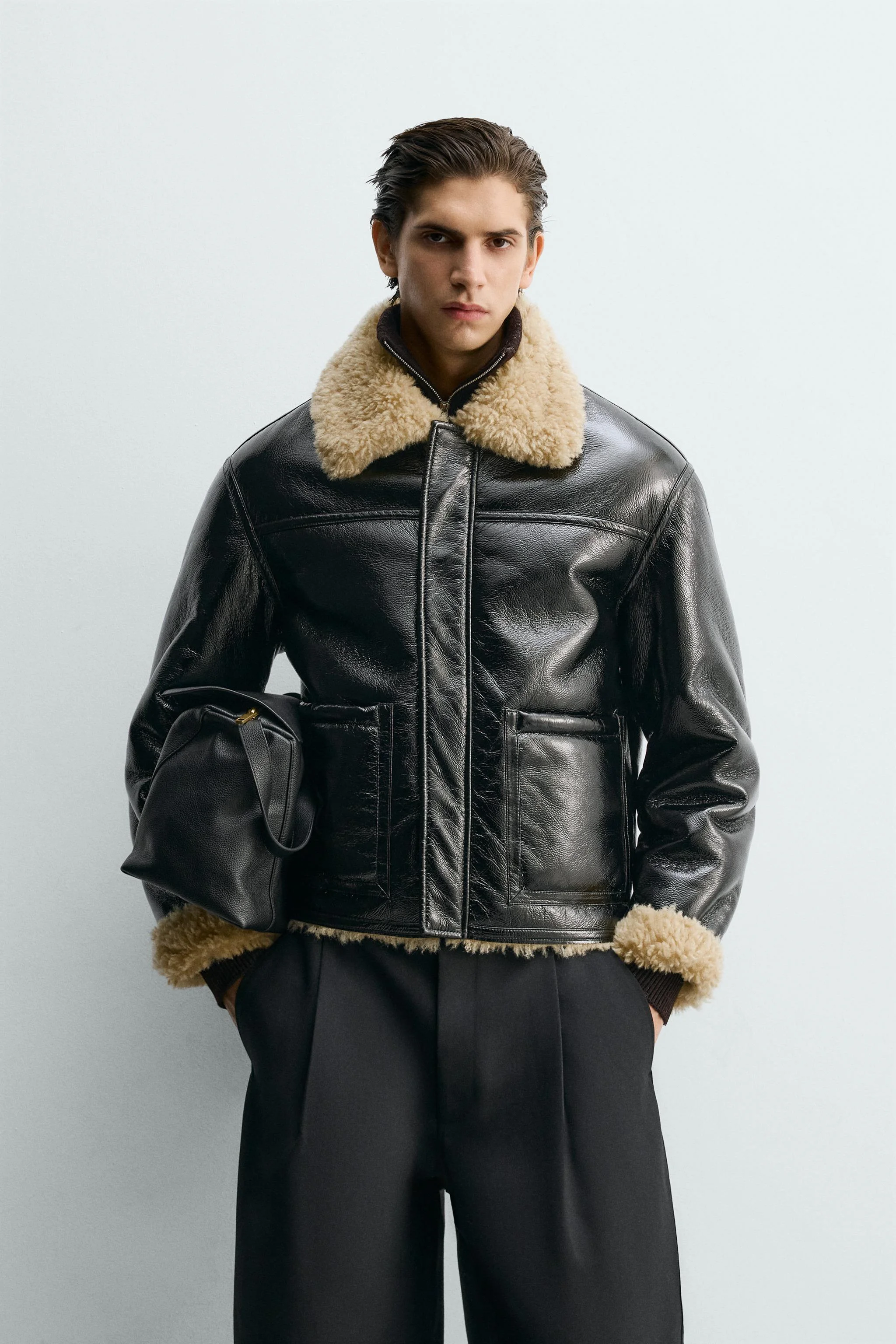 کت با افکت چرم دو رو