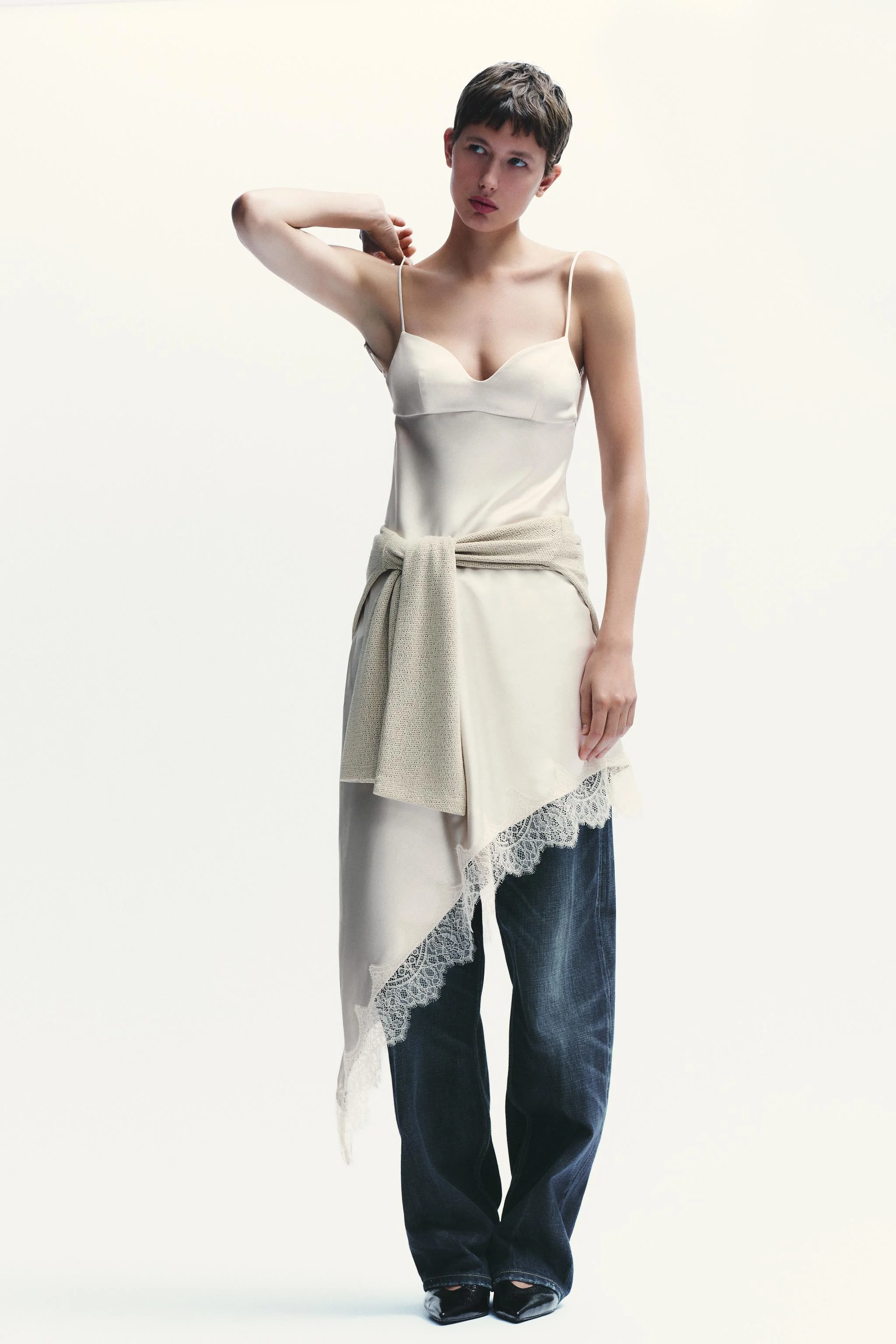 پیراهن میدی ساتن توری پیراهن میدی ساتن توری