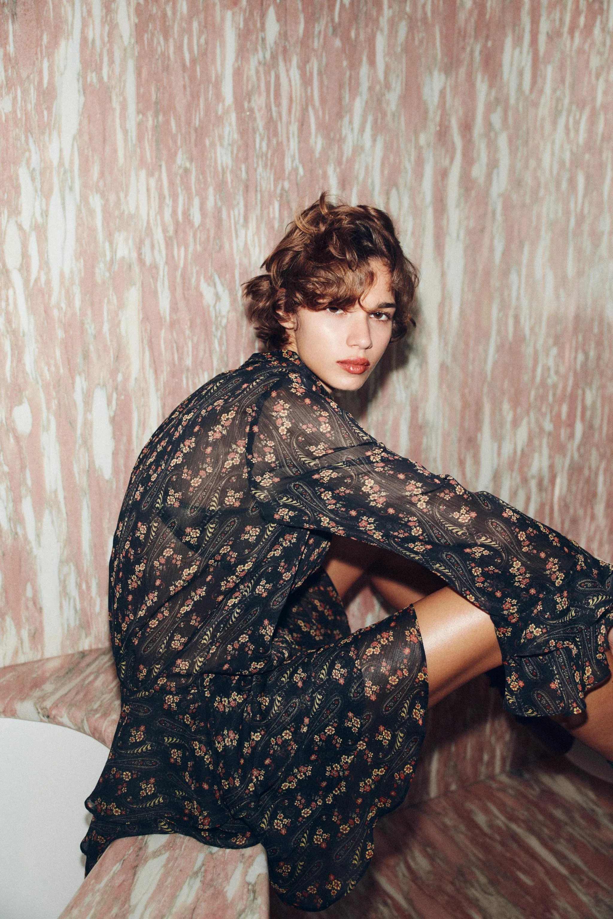 پیراهن نخی طرح گلدار