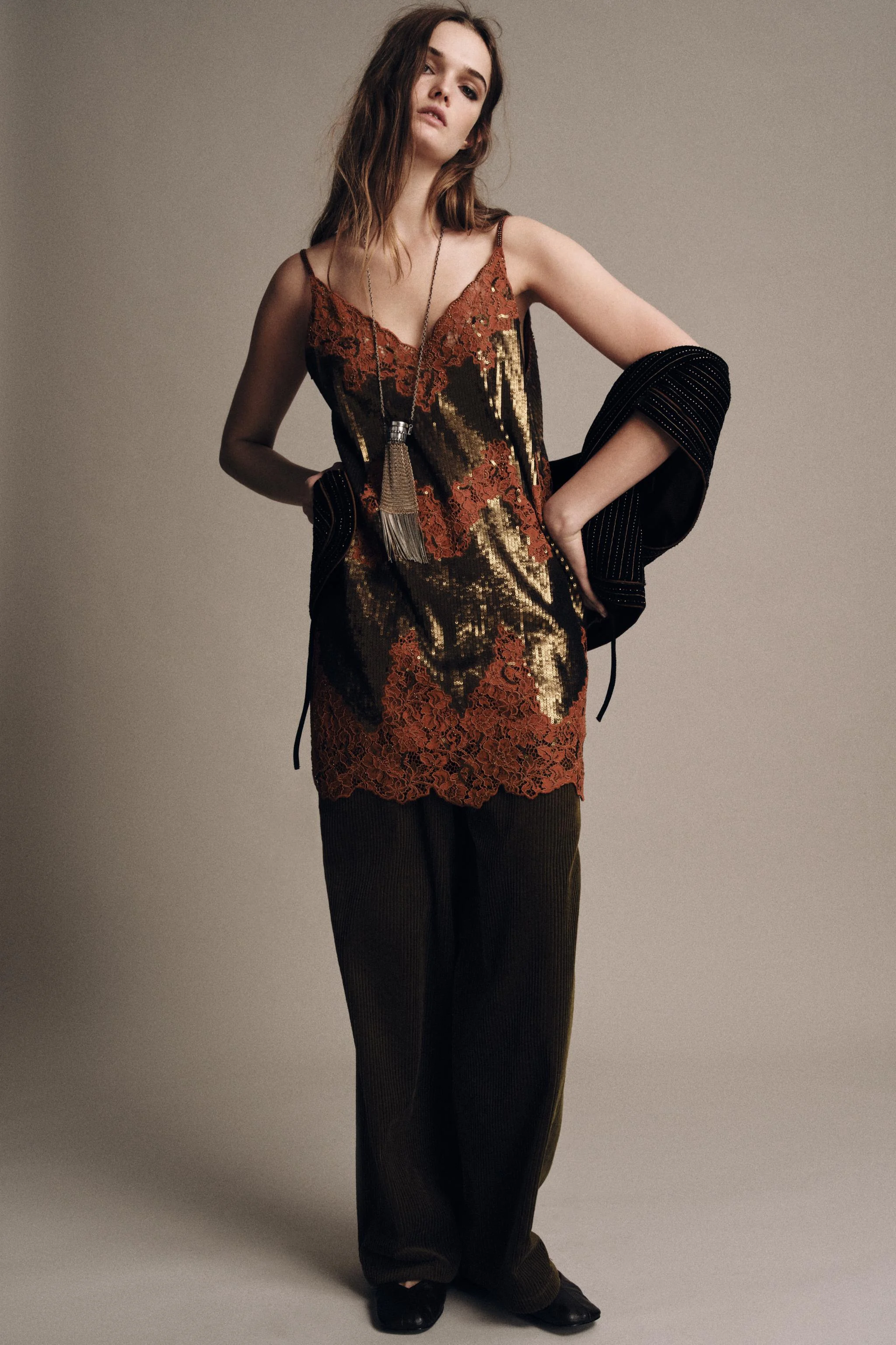 پیراهن کوتاه پولک‌دار و گیپور نسخه محدود ZW COLLECTION