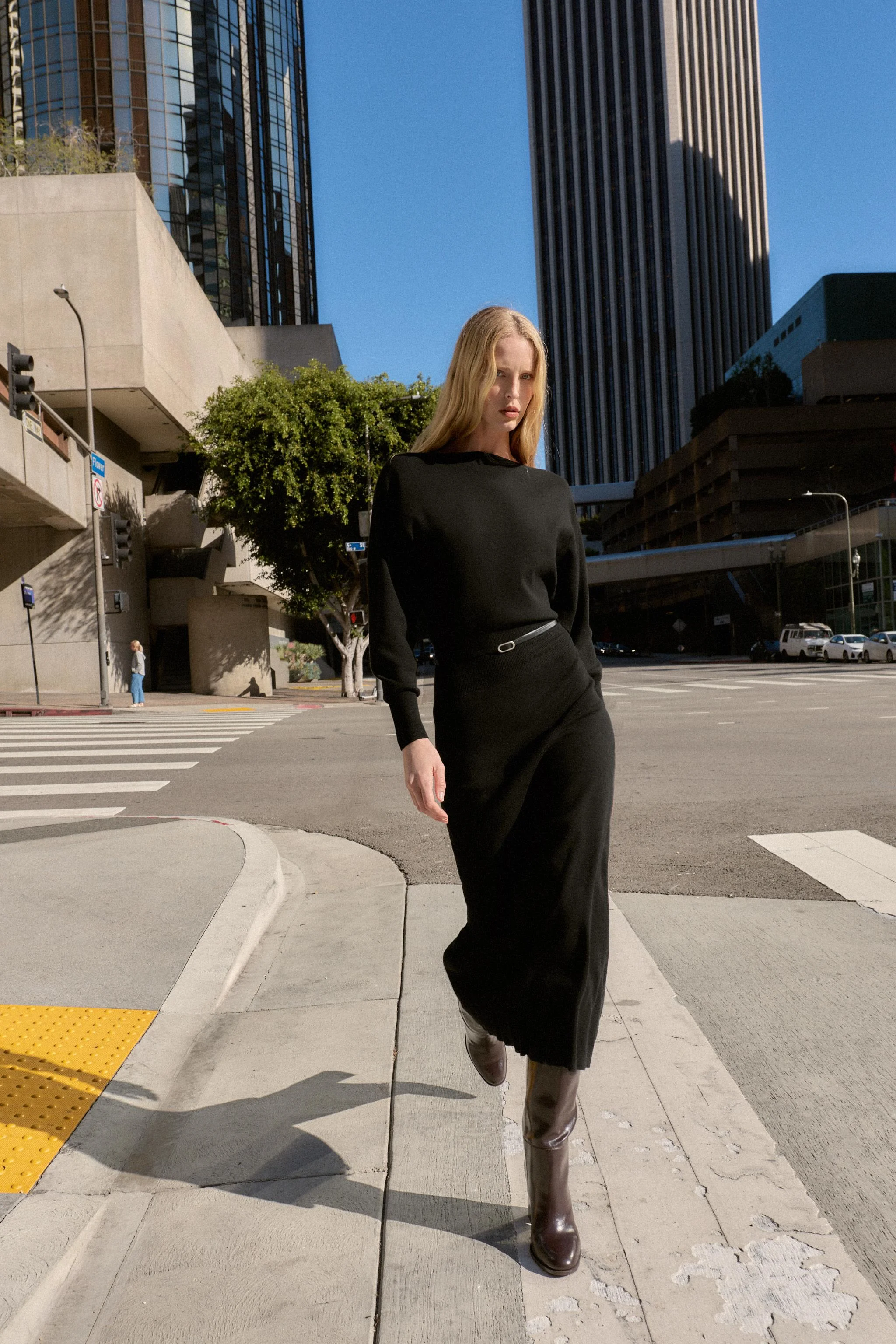 پیراهن میدی کمربند دار