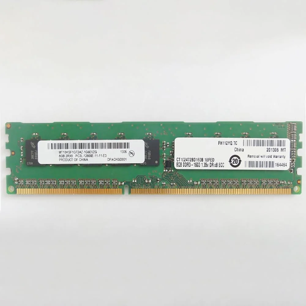 یک عدد رم ۸ گیگابایتی DDR3L 1600 ECC با مشخصه 2RX8 PCL-12800E مناسب سرورهای DELL مدل T110 T110II T20