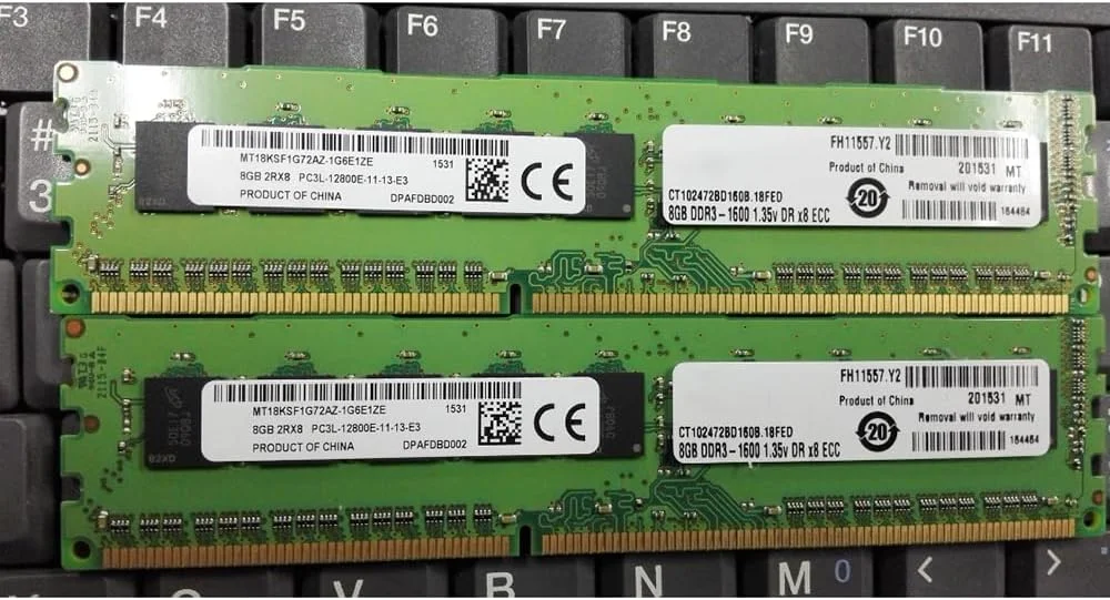 یک عدد رم ۸ گیگابایتی DDR3L 1600 ECC با مشخصه 2RX8 PCL-12800E مناسب سرورهای DELL مدل T110 T110II T20